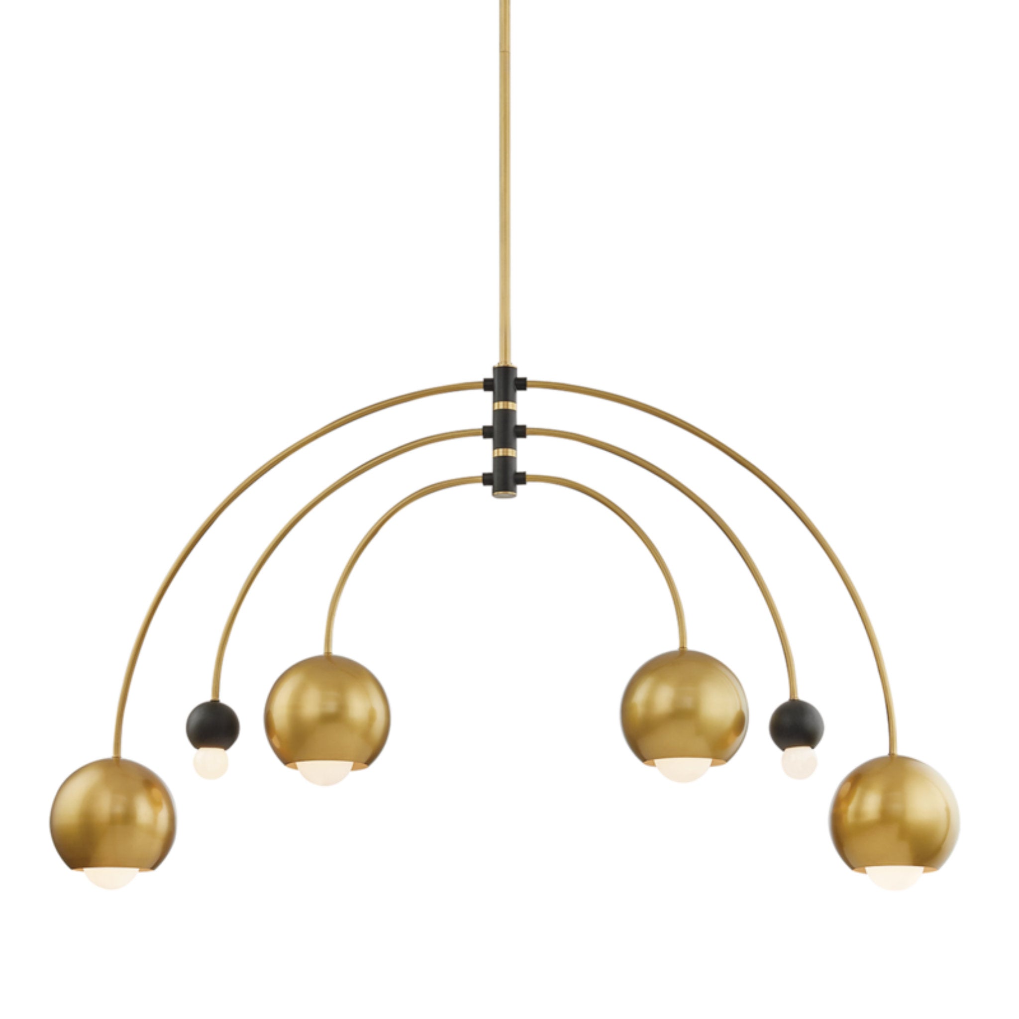 Willow 6-Light Chandelier in Aged Brass/Black 14L x 48.75W x 28.625H