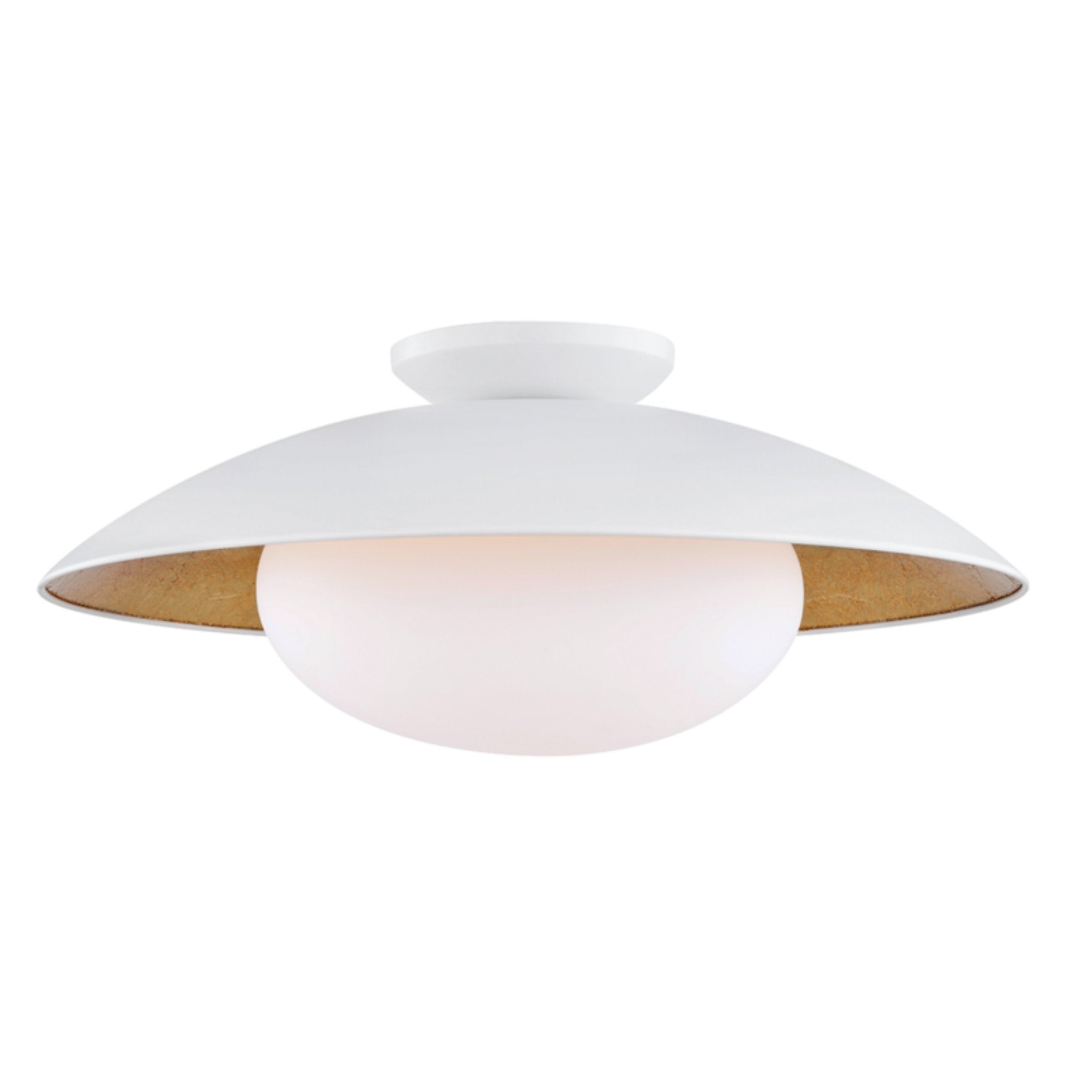 Cadence 1-Light Semi Flush in White Lustro/Gold Leaf Combo 11.75L x 21W x 9H