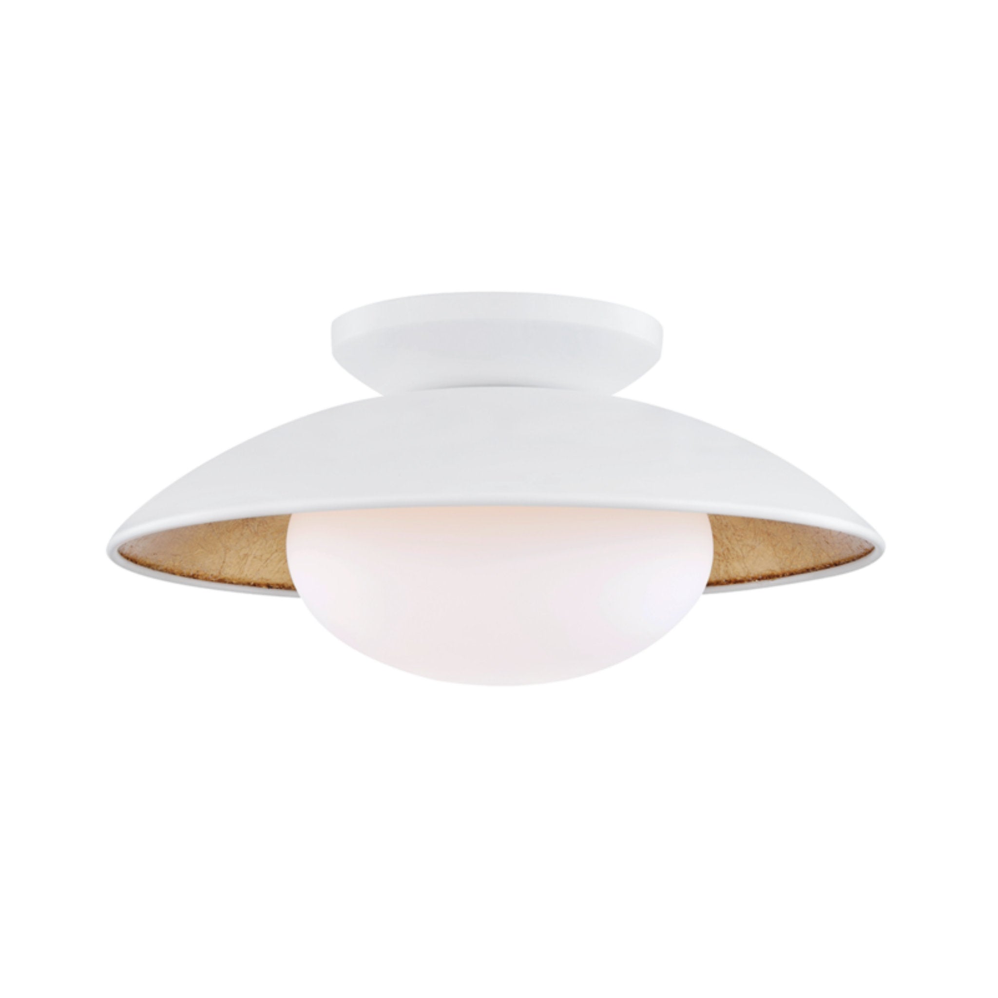 Cadence 1-Light Semi Flush in White Lustro/Gold Leaf Combo 9.5L x 14W x 6.75H