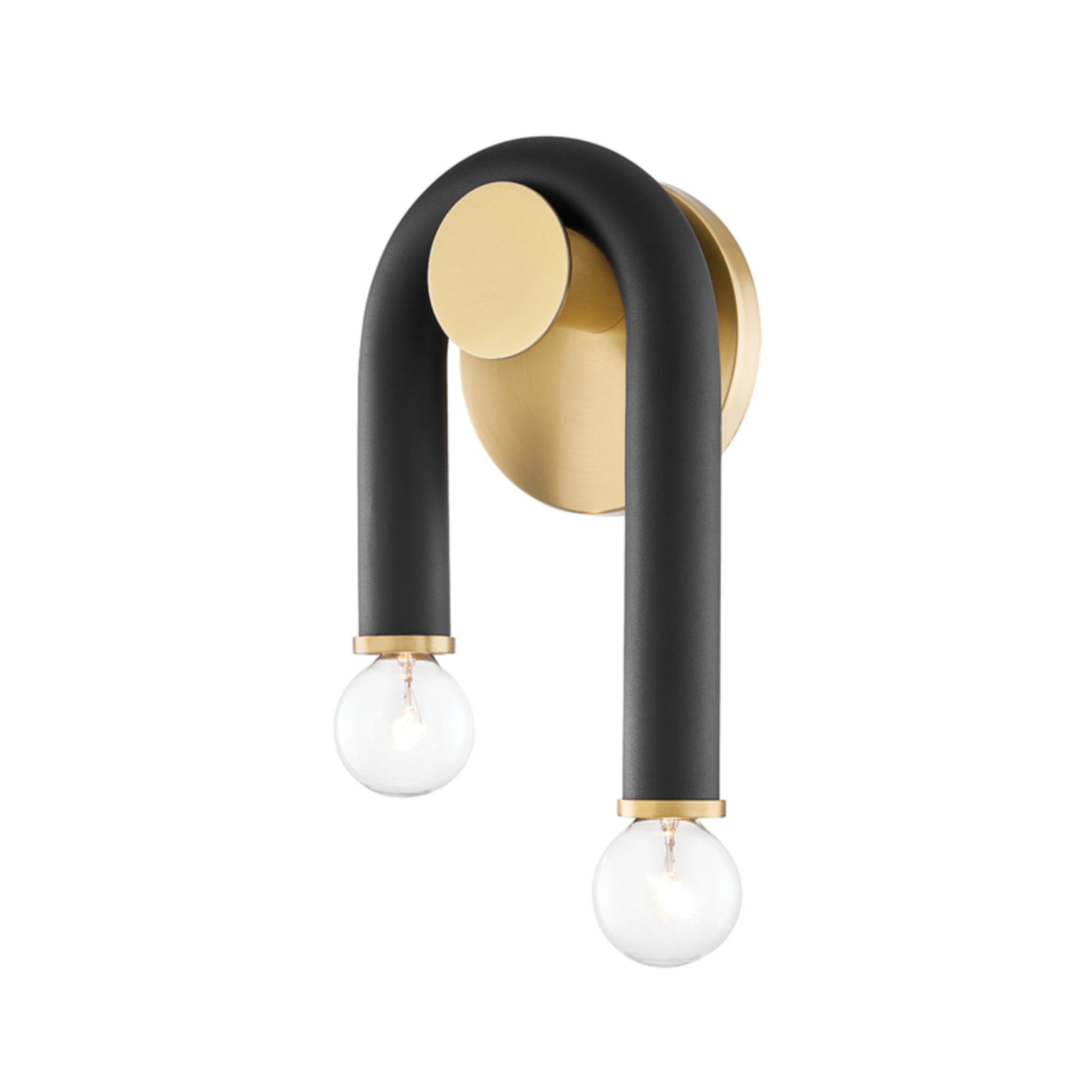 Whit 2-Light Wall Sconce in Aged Brass/Black 44L x 6.5W x 11H