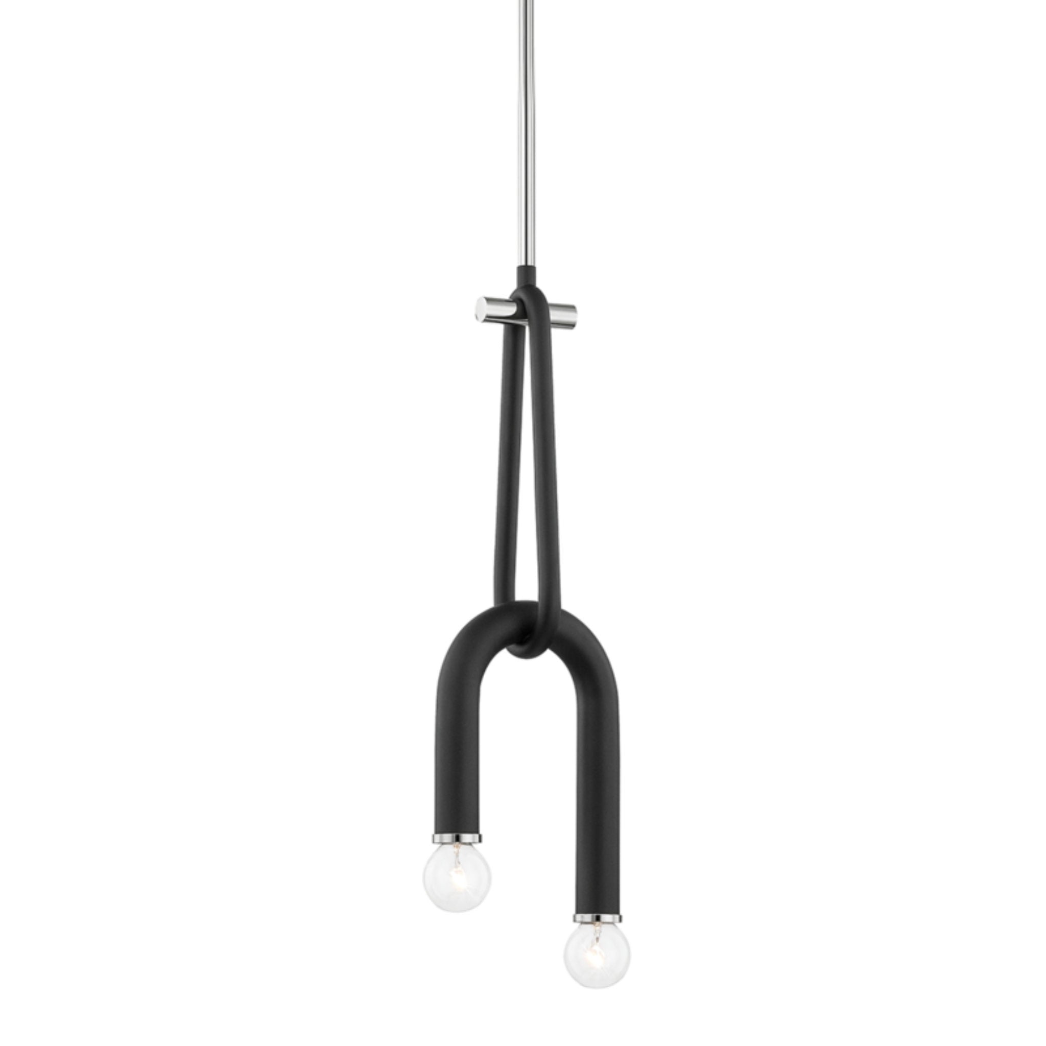 Whit 2-Light Pendant in Polished Nickel/Black 6L x 6.5W x 20.25H