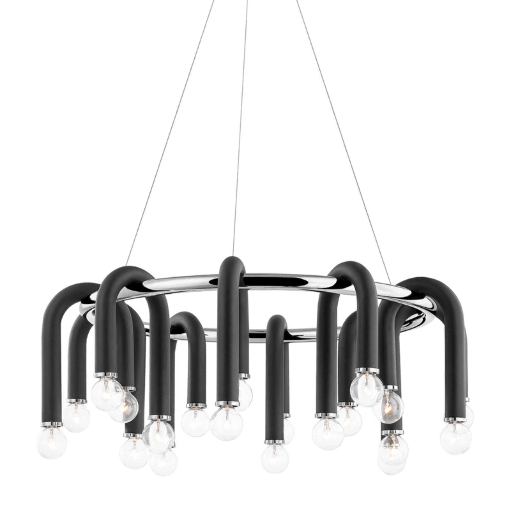Whit 20-Light Chandelier in Polished Nickel/Black 6L x 28.75W x 11H