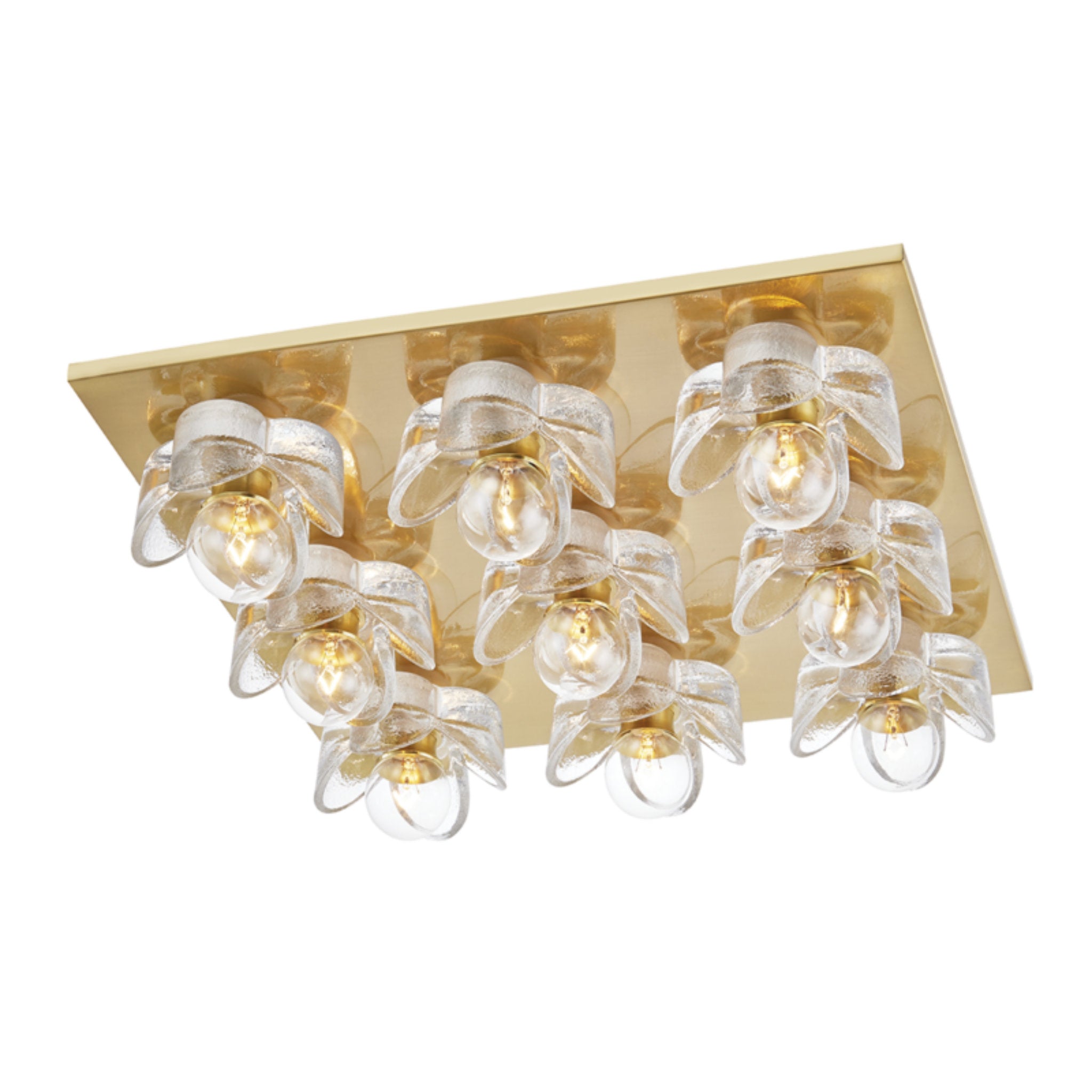 Shea 9-Light Flush Mount in Aged Brass 4.75L x 16.5W x 3.875H