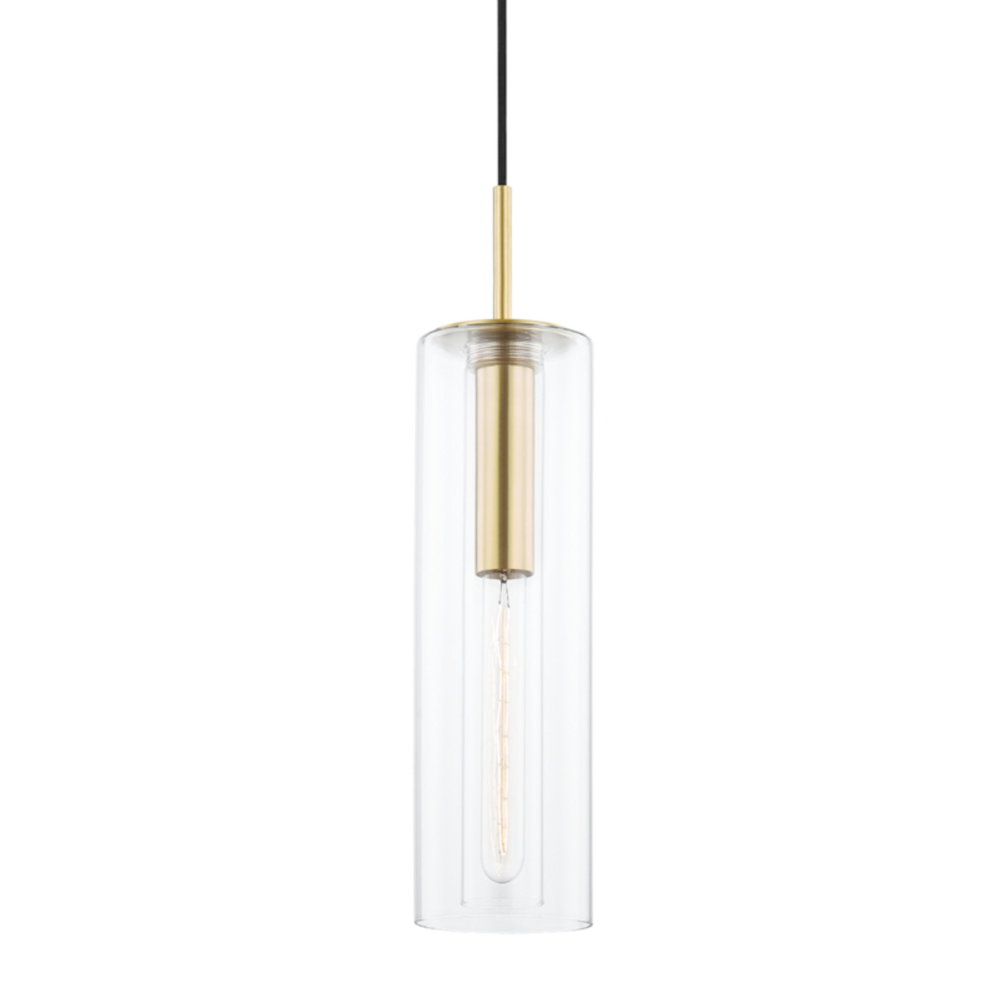 Belinda 1-Light Pendant in Aged Brass 11L x 4.75W x 18H