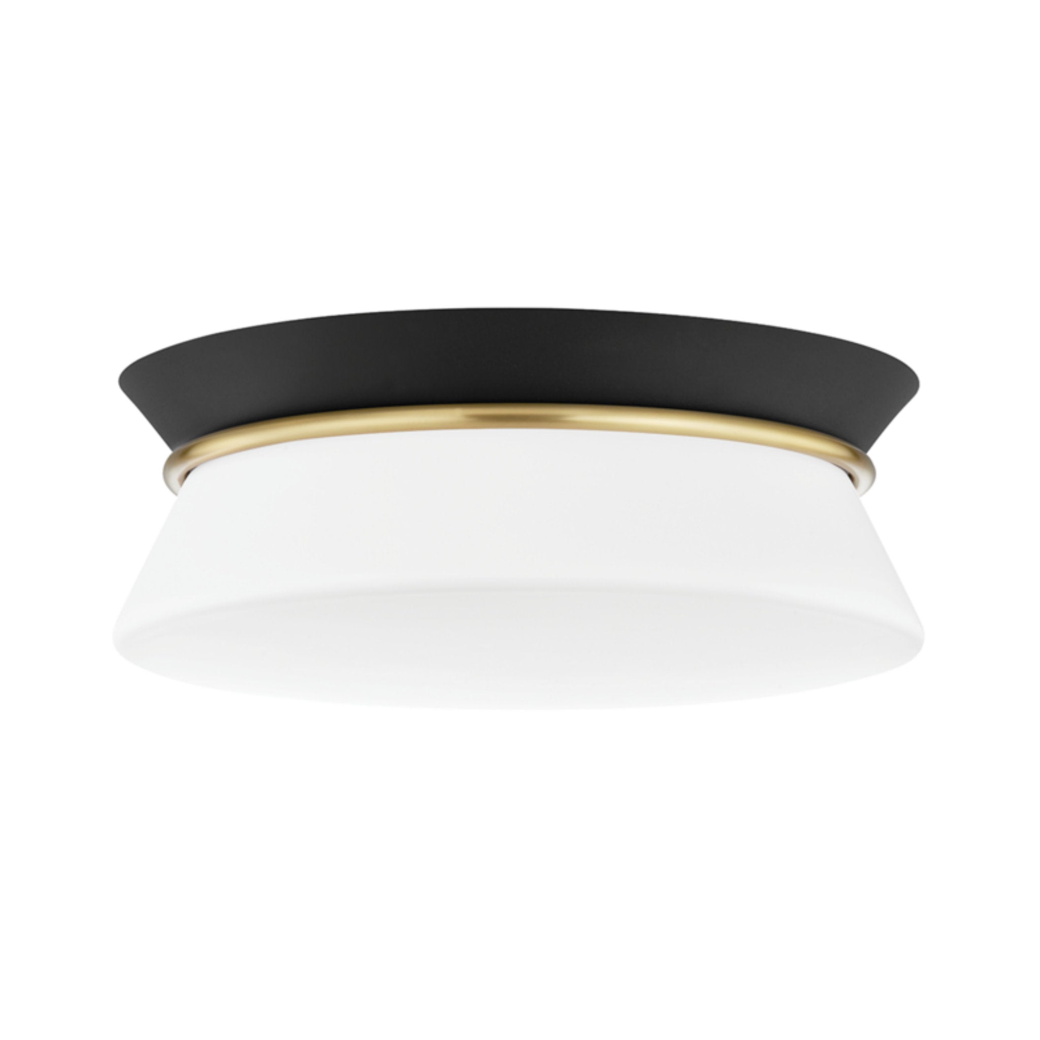 Cath 2-Light Flush Mount in Aged Brass/Black 24L x 12.75W x 5H