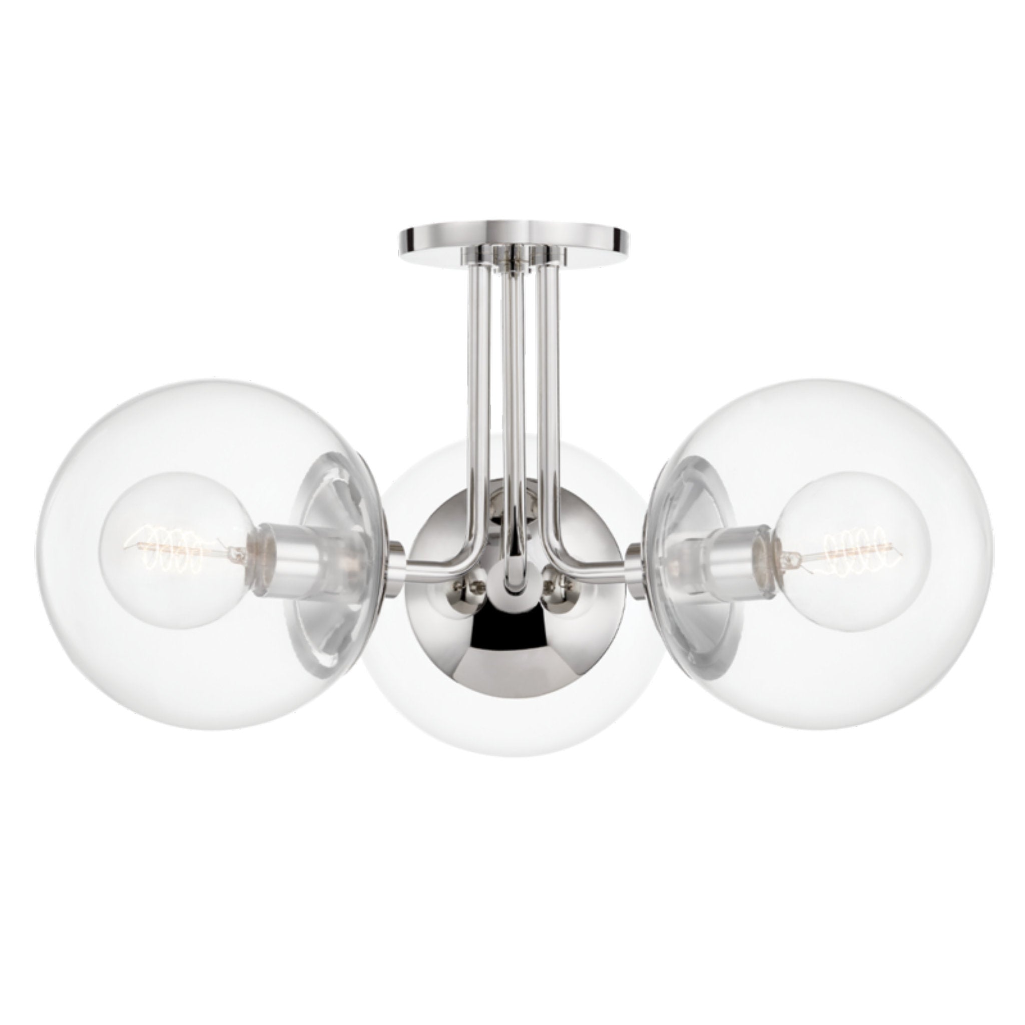 Meadow 3-Light Semi Flush in Polished Nickel 8.25L x 20.25W x 10.5H