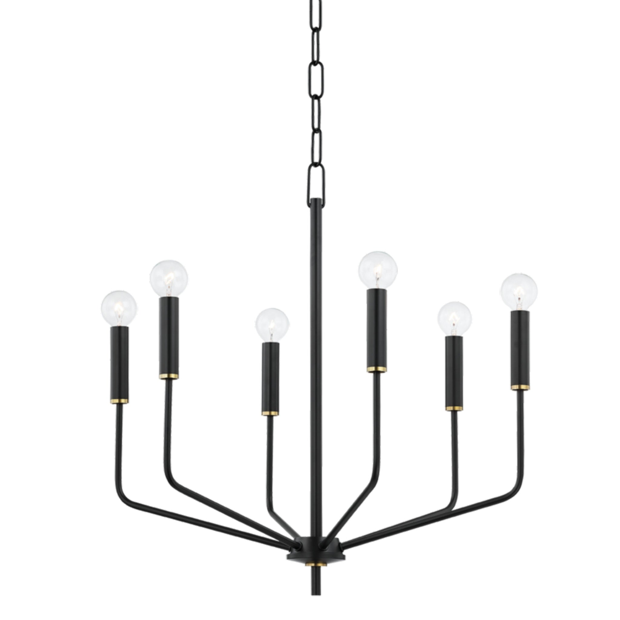 Bailey 6-Light Chandelier in Aged Brass 24W x 23.5H (H516806-AGB/SBK)