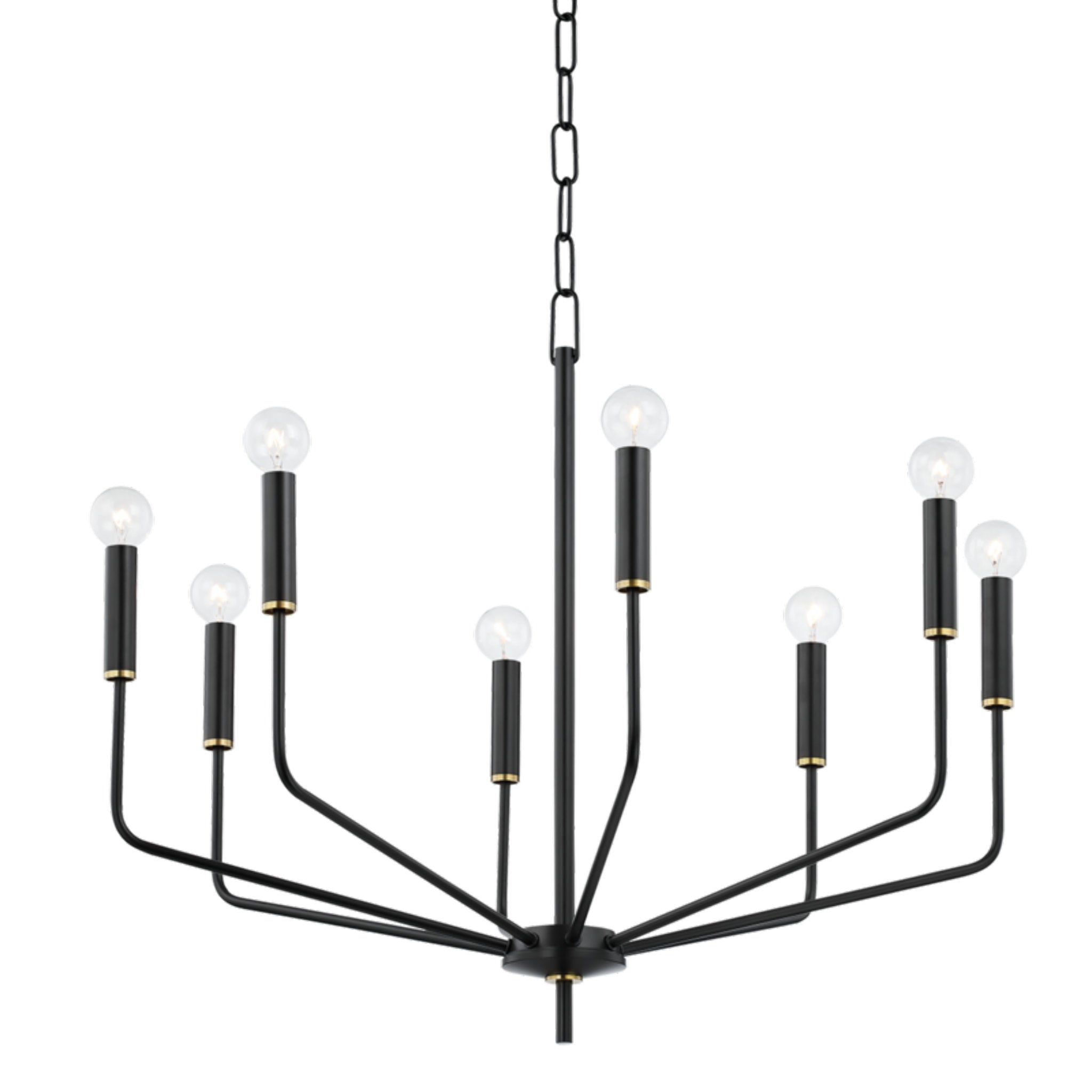 Bailey 8-Light Chandelier in Aged Brass 30W x 24.75H (H516808-AGB/SBK)