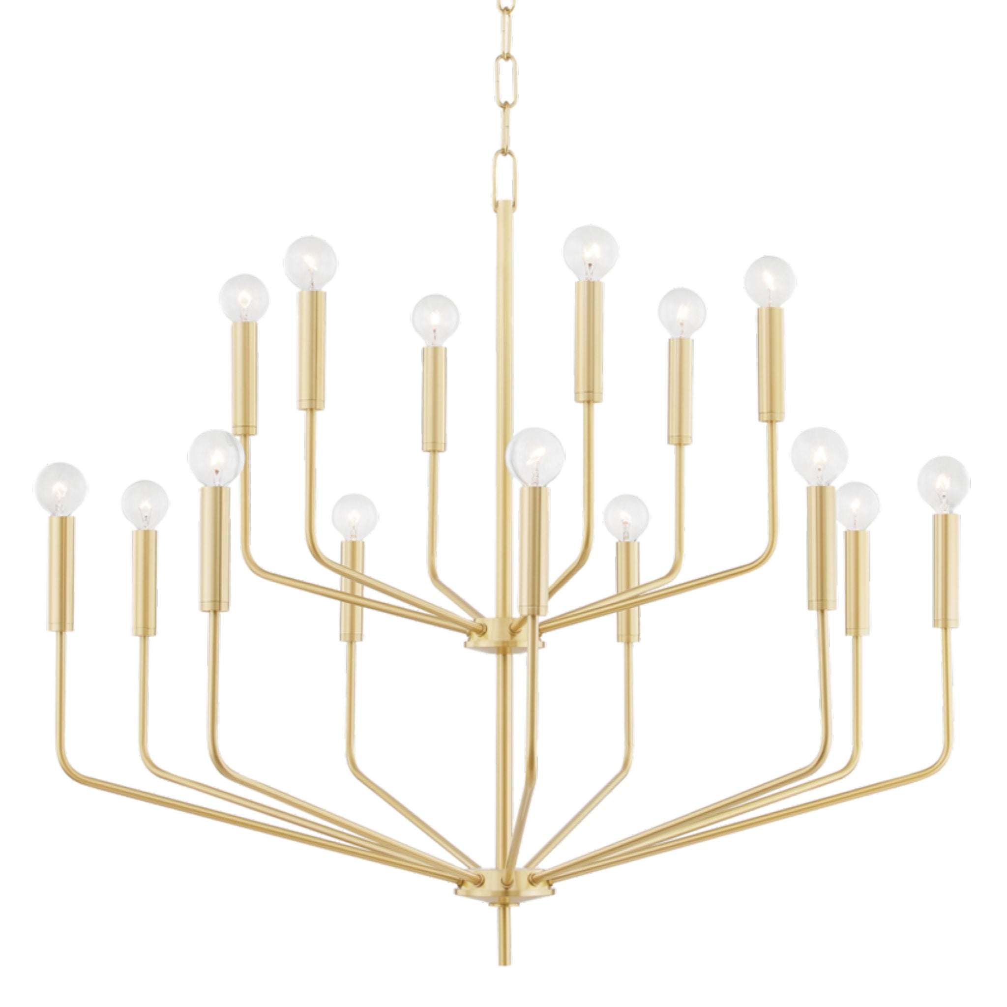 Bailey 15-Light Chandelier in Aged Brass 14L x 36W x 31H