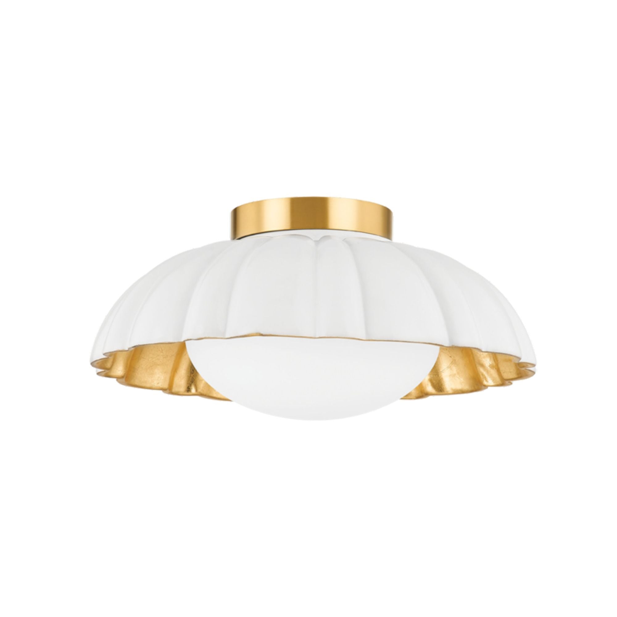 Penelope 1-Light Flush Mount in Aged Brass 14W x 6.5H