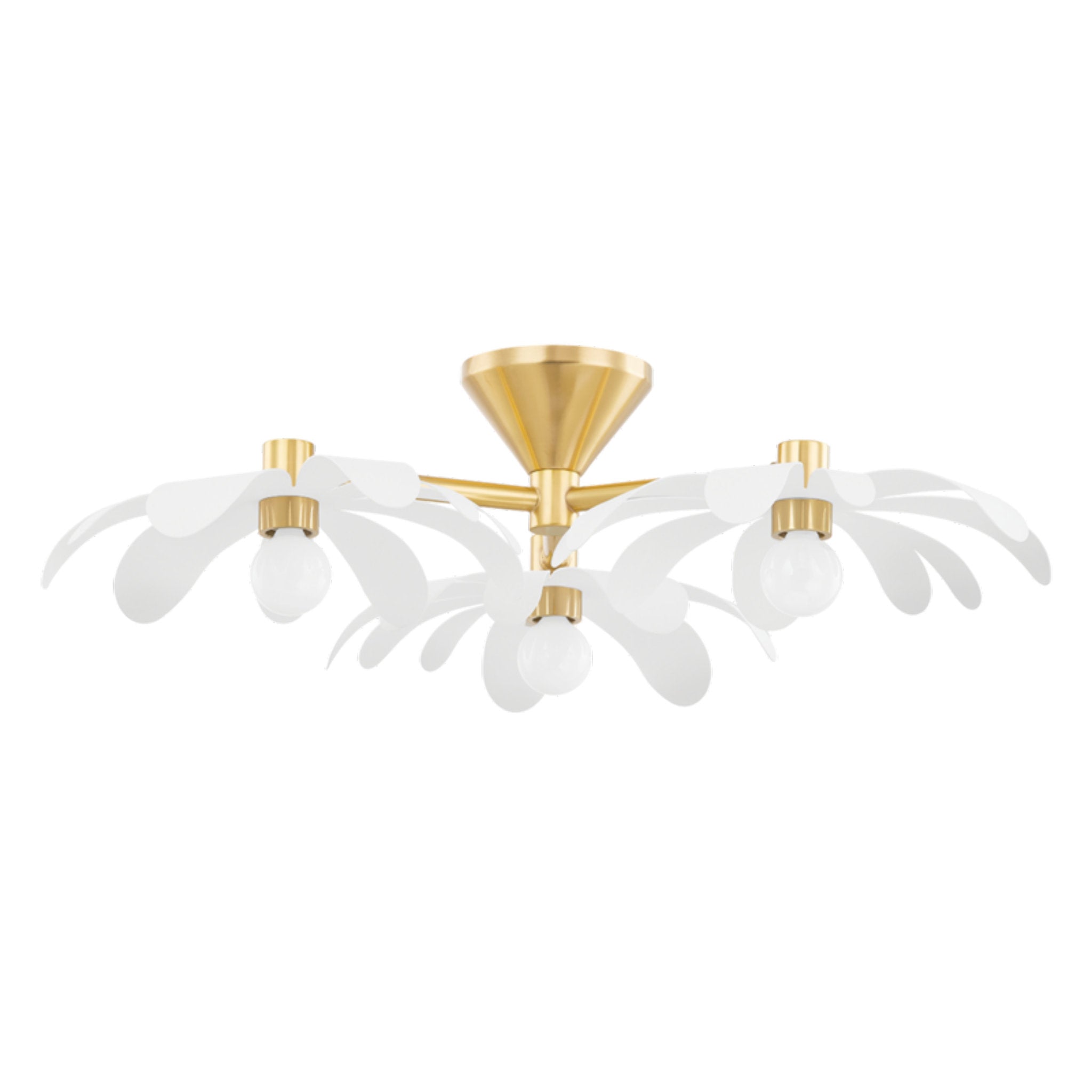 Twiggy 3-Light Semi Flush in Aged Brass by Tali Roth 25W x 7H