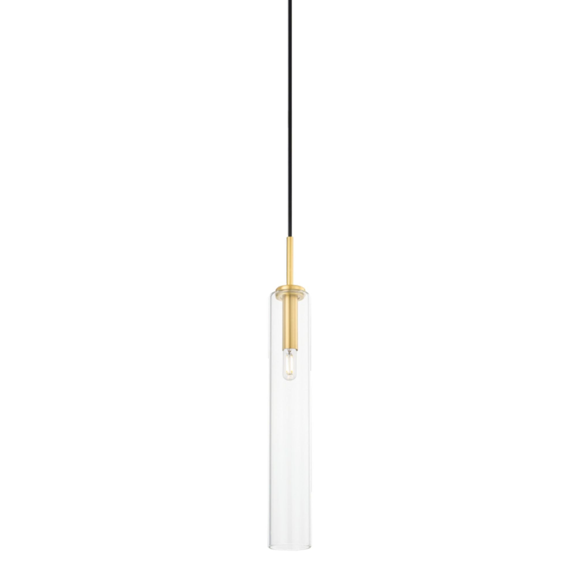 Nyah 1-Light Pendant in Aged Brass 15.5L x 3W x 22.25H
