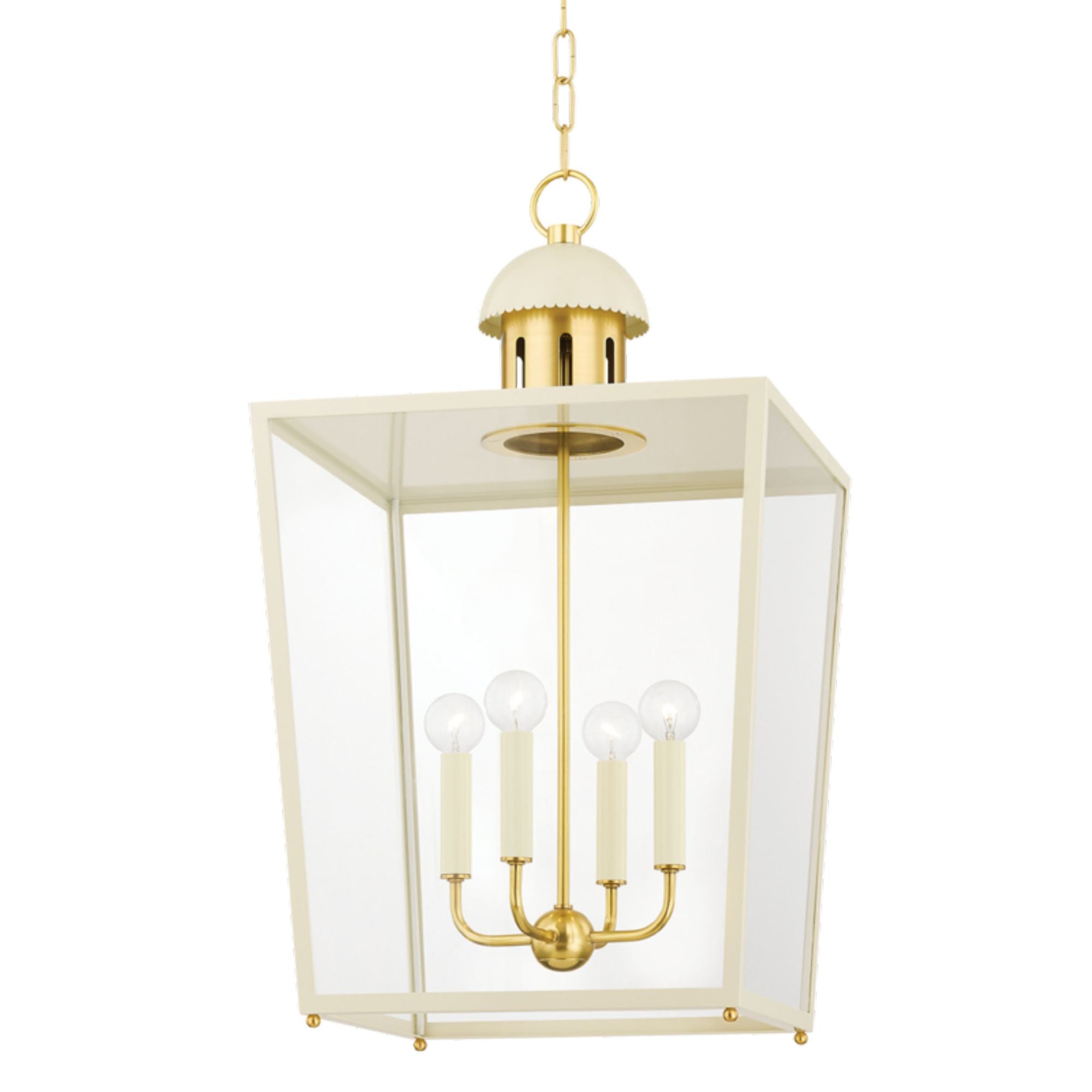 June 4-Light Lantern in Aged Brass 16L x 16W x 28.25H