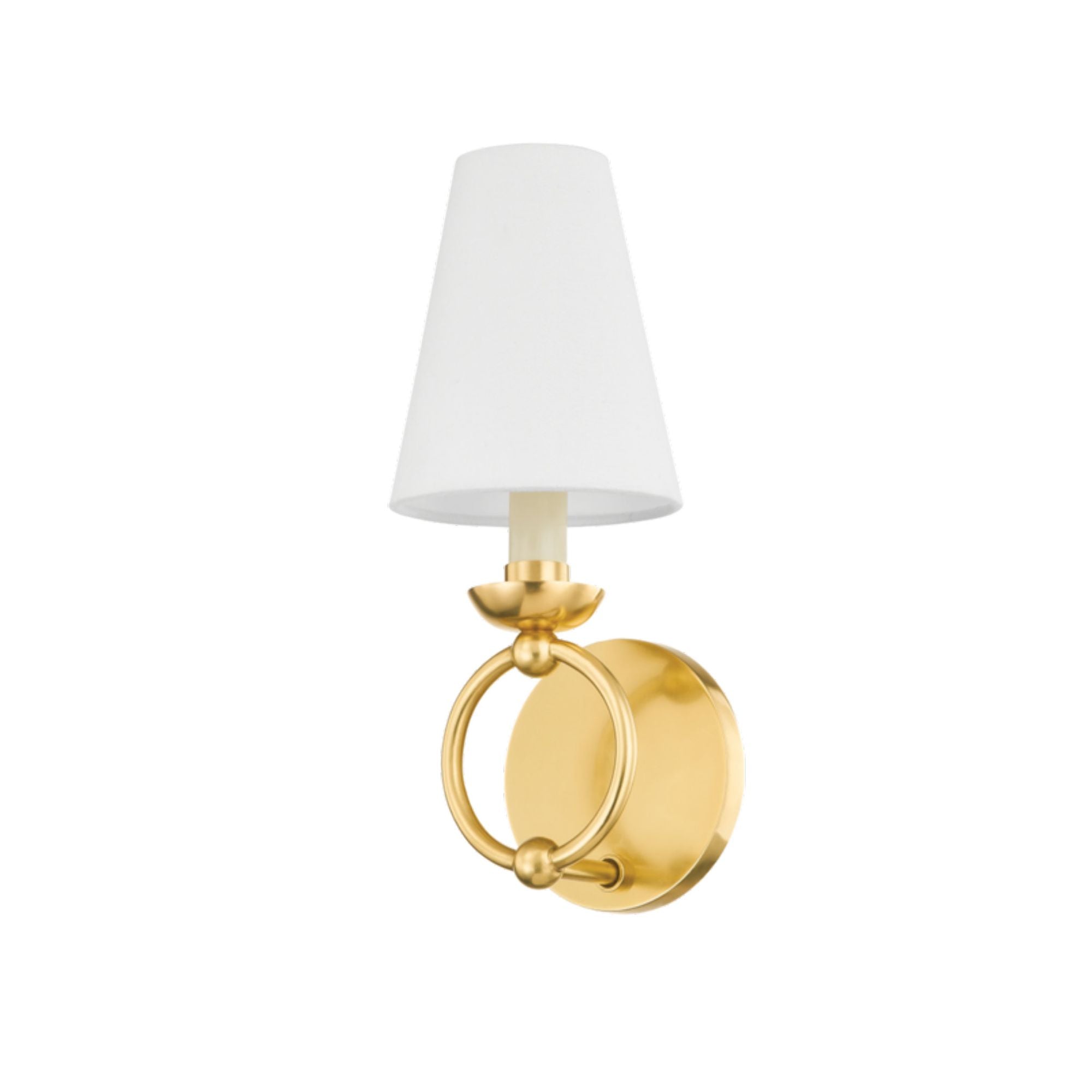 Haverford 1-Light Wall Sconce in Aged Brass by Ariel Okin 7L x 5W x 12.25H