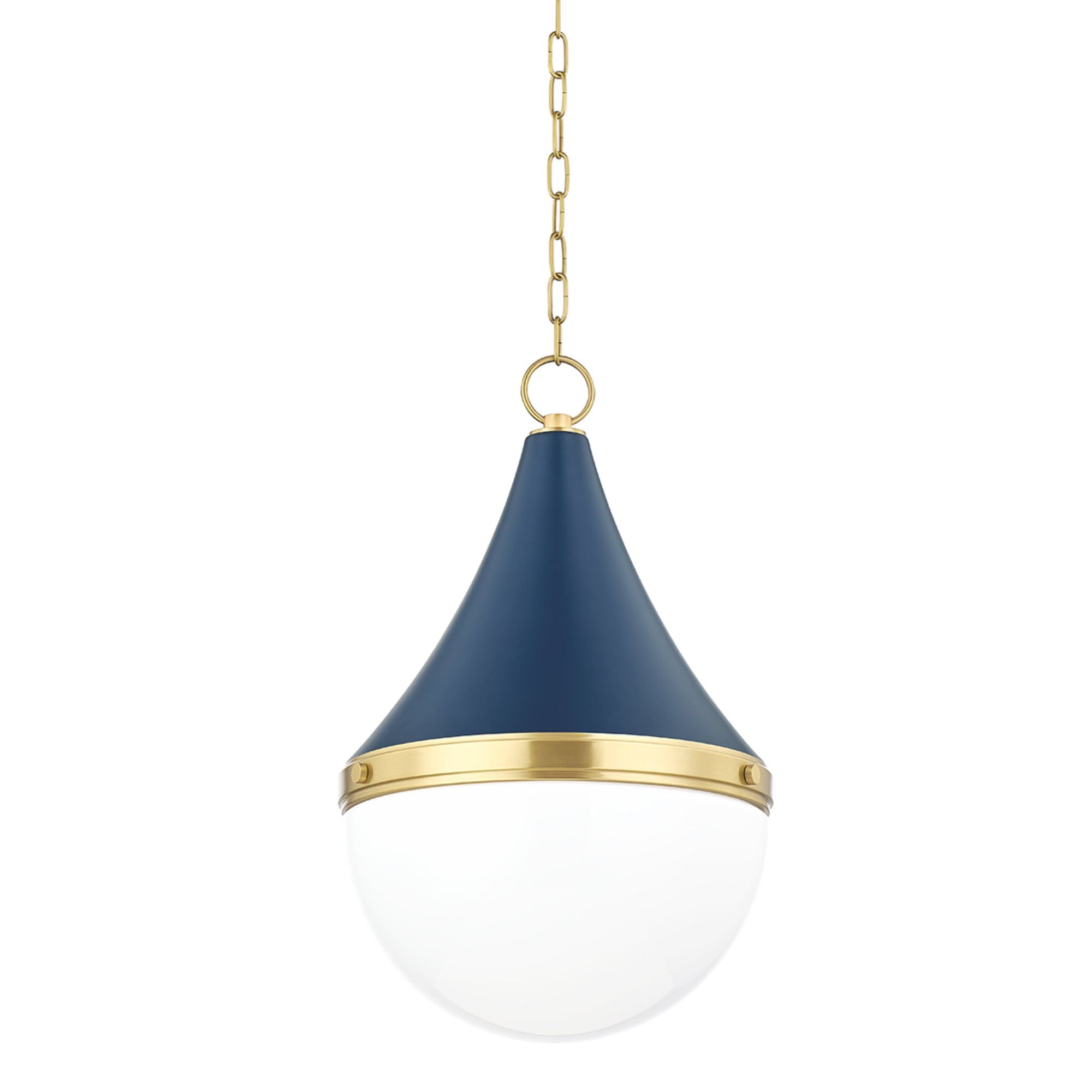 CIARA 1-Light Pendant in Aged Brass/Soft Navy 14.75L x 14.75W x 22.5H