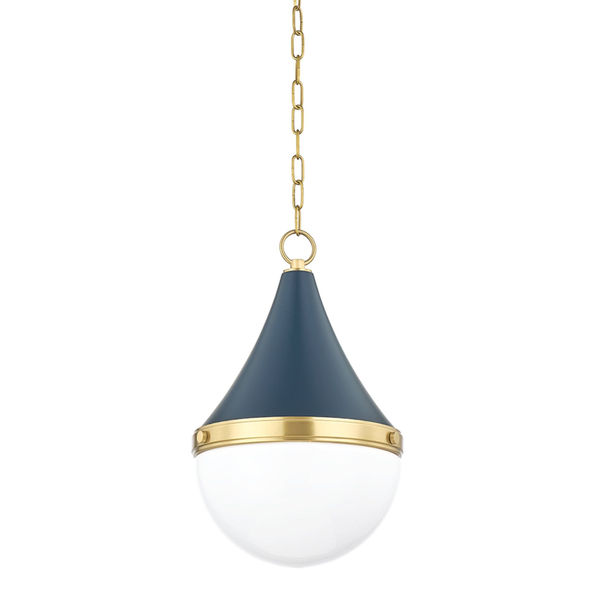 CIARA 1-Light Pendant in Aged Brass/Soft Navy 12.5L x 11.75W x 18H