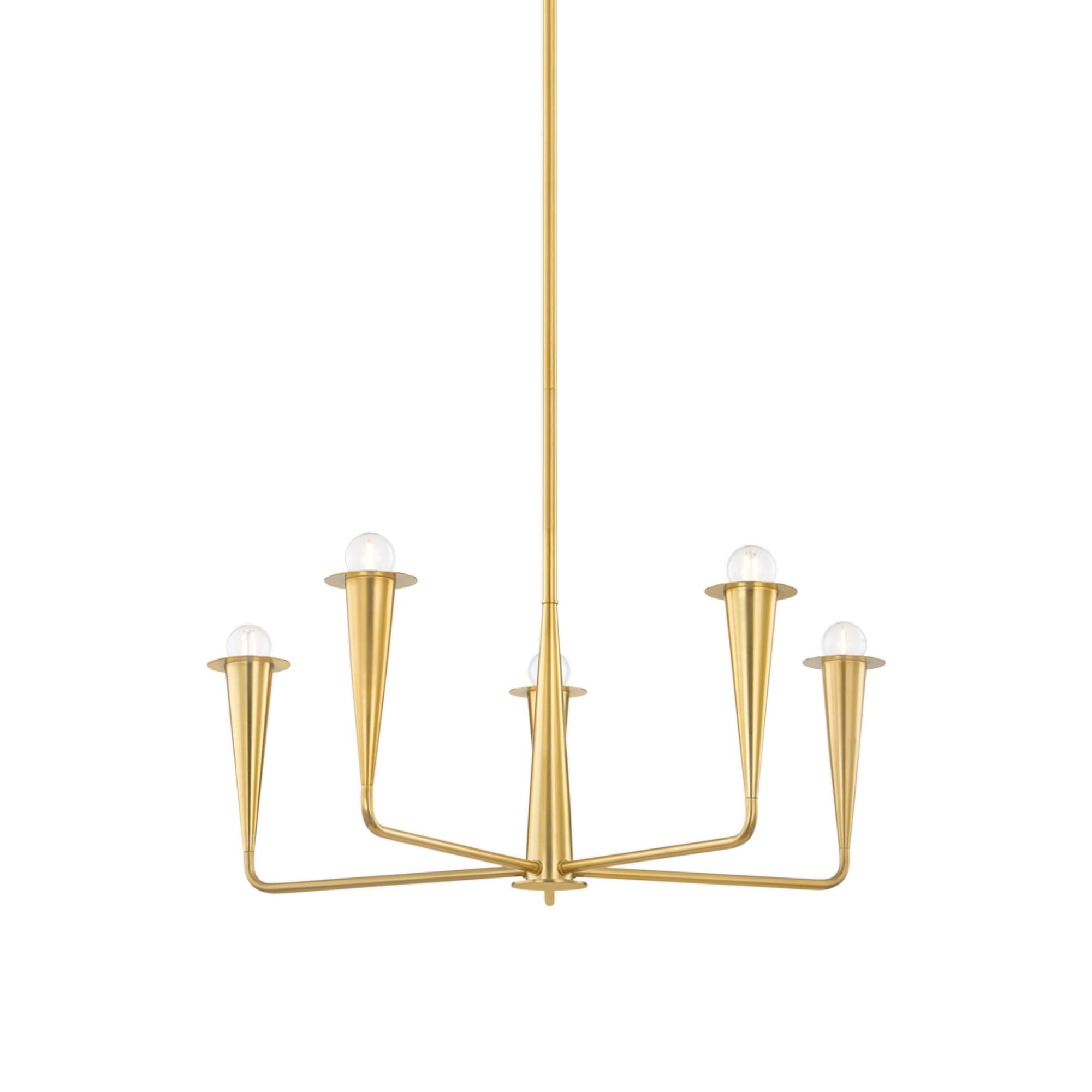 DANNA 5-Light Chandelier in Aged Brass by The Lifestyled Co 12L x 29.75W x 12H