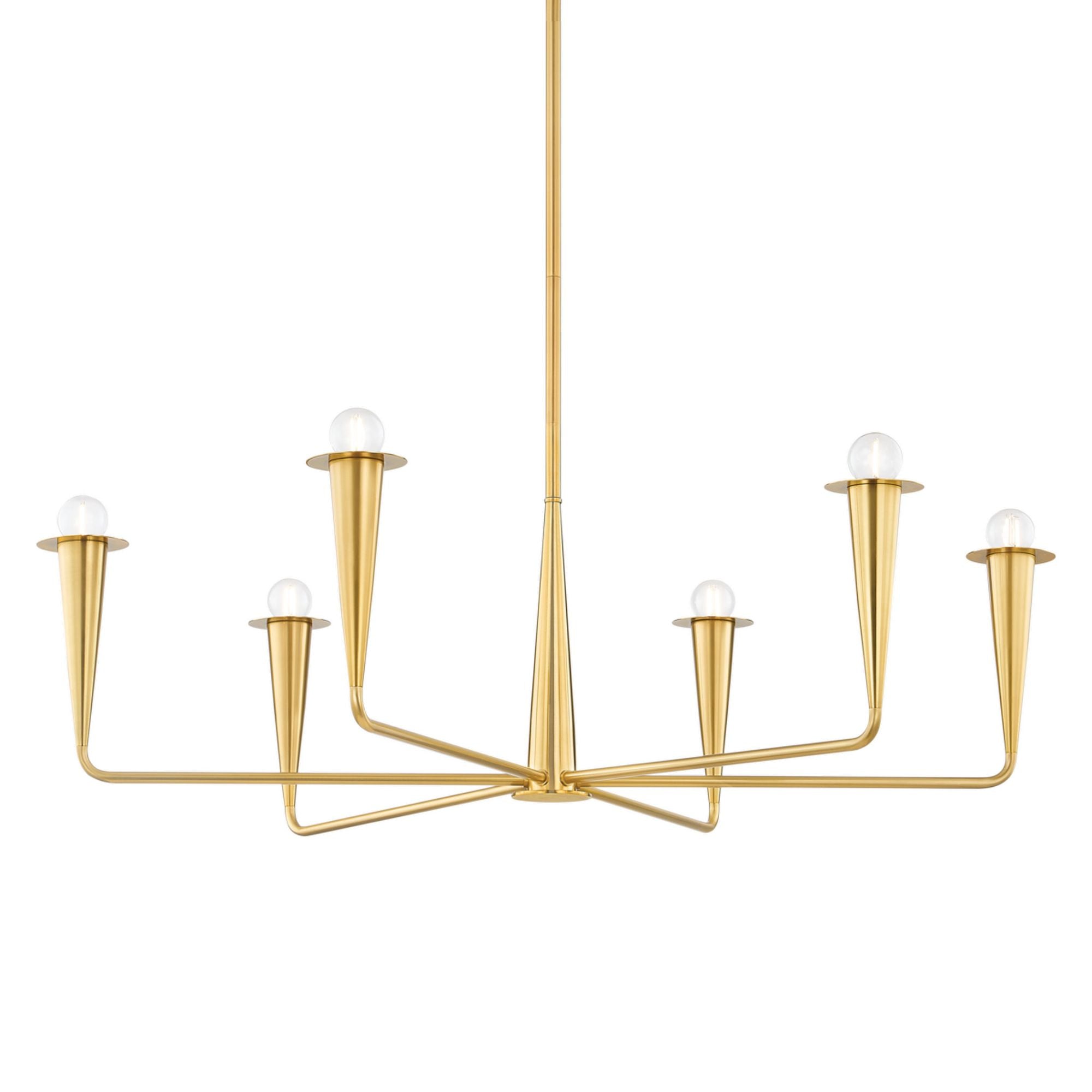 DANNA 6-Light Chandelier in Aged Brass by The Lifestyled Co 17L x 39.75W x 12H