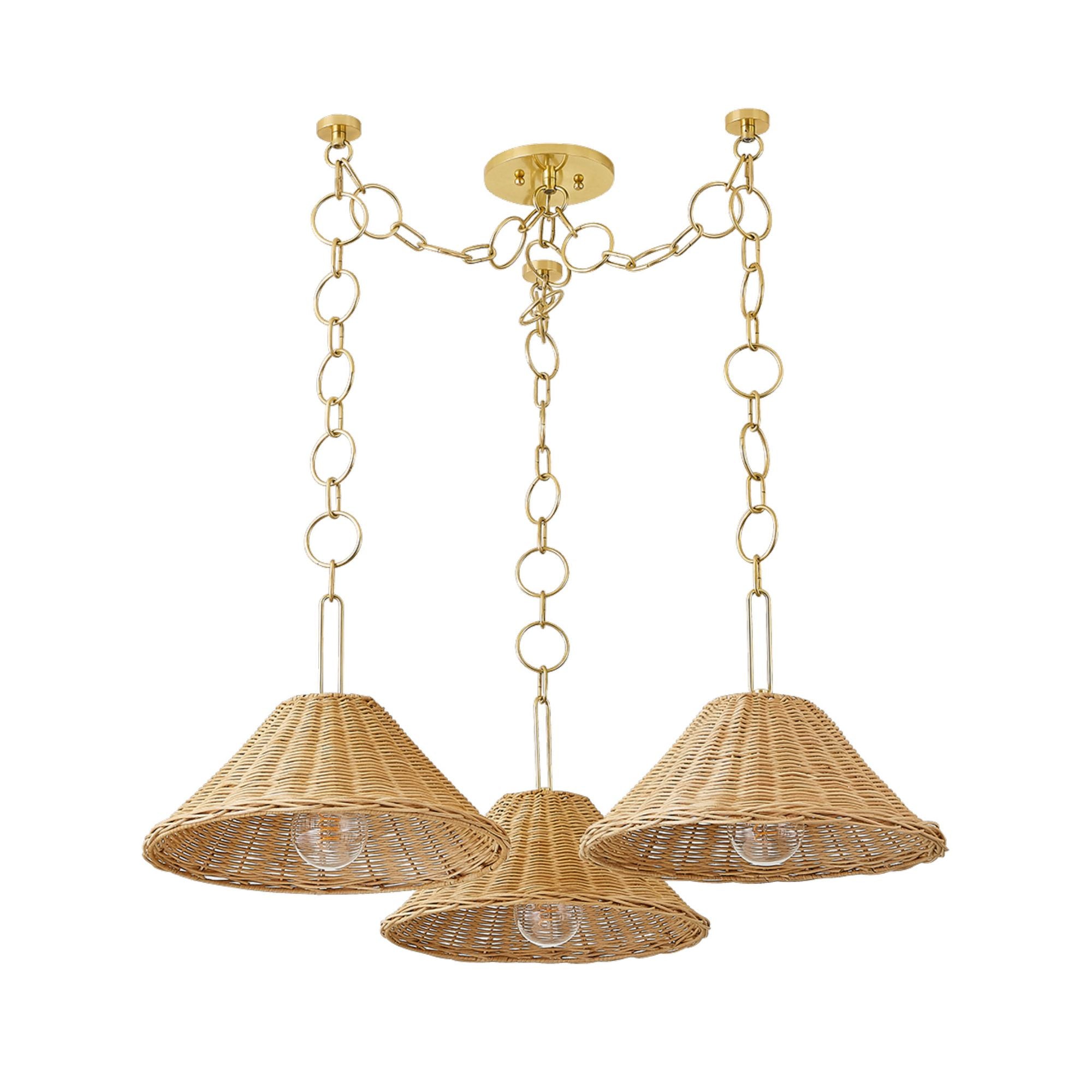 Dalia 3-Light Chandelier in Aged Brass 38.5W x 11.5H