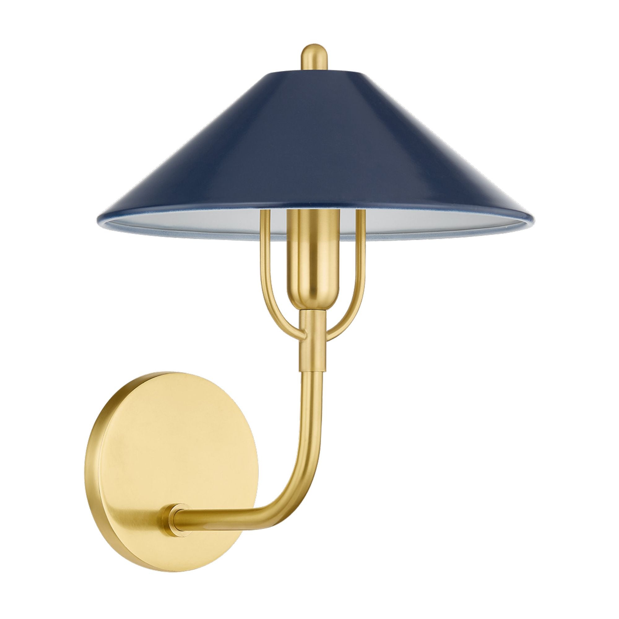 MARIEL 1-Light Wall Sconce in Aged Brass/Soft Navy 8L x 9.75W x 12H