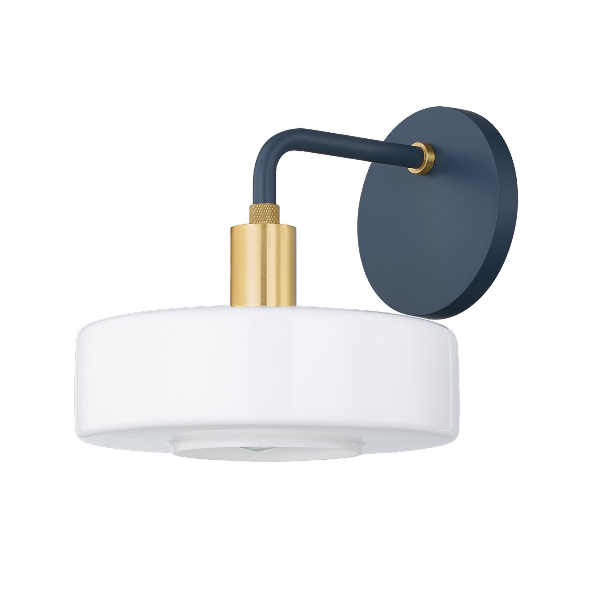 Aston 1-Light Wall Sconce in Aged Brass/Slate Blue by Zoe Feldman 7.5L x 7.75W x 7.75H