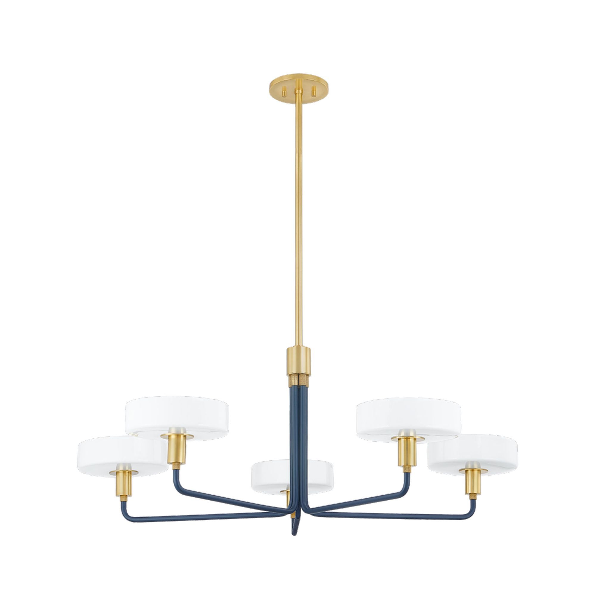 Aston 5-Light Chandelier in Aged Brass/Slate Blue by Zoe Feldman 12L x 39W x 14.75H