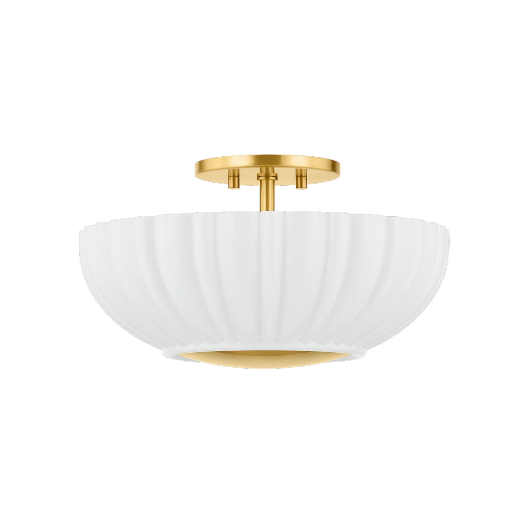 Anne 2-Light Flush Mount in Aged Brass by Zoe Feldman 15W x 7.75H