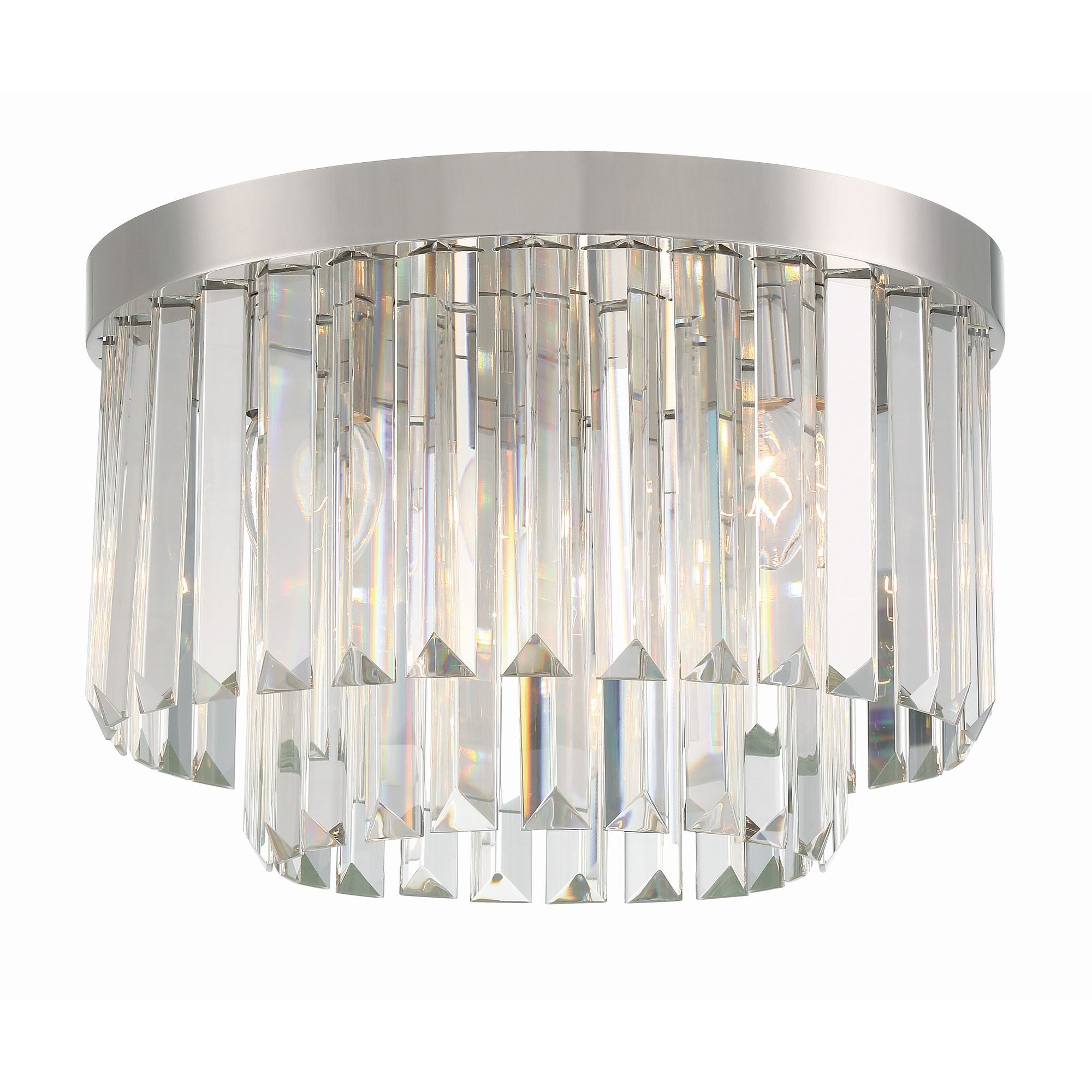 Hayes 4 Light Polished Nickel Flush Mount Faceted Crystal 16"W x 10.25"H x 16"D