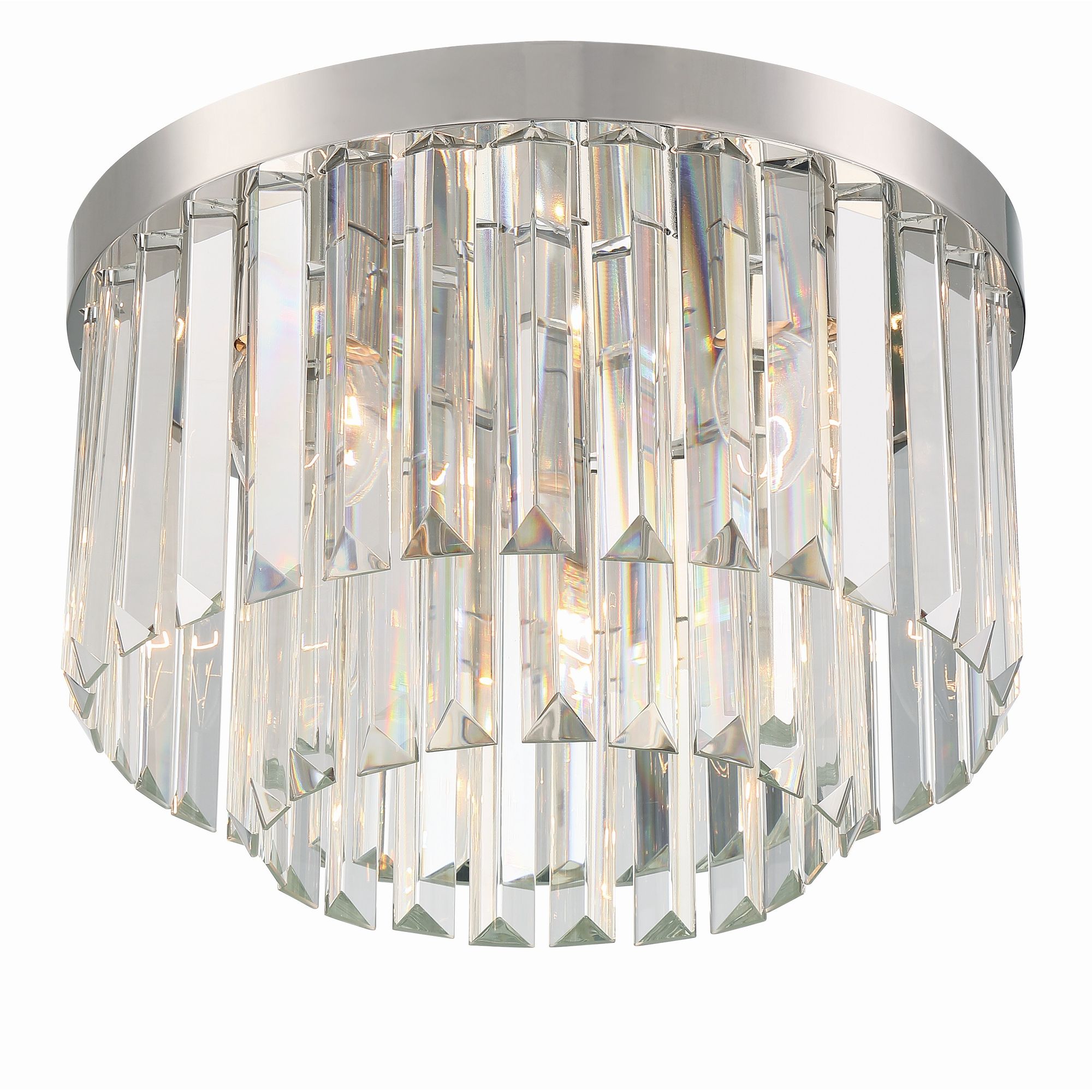 Hayes 4 Light Polished Nickel Flush Mount Faceted Crystal 16"W x 10.25"H x 16"D