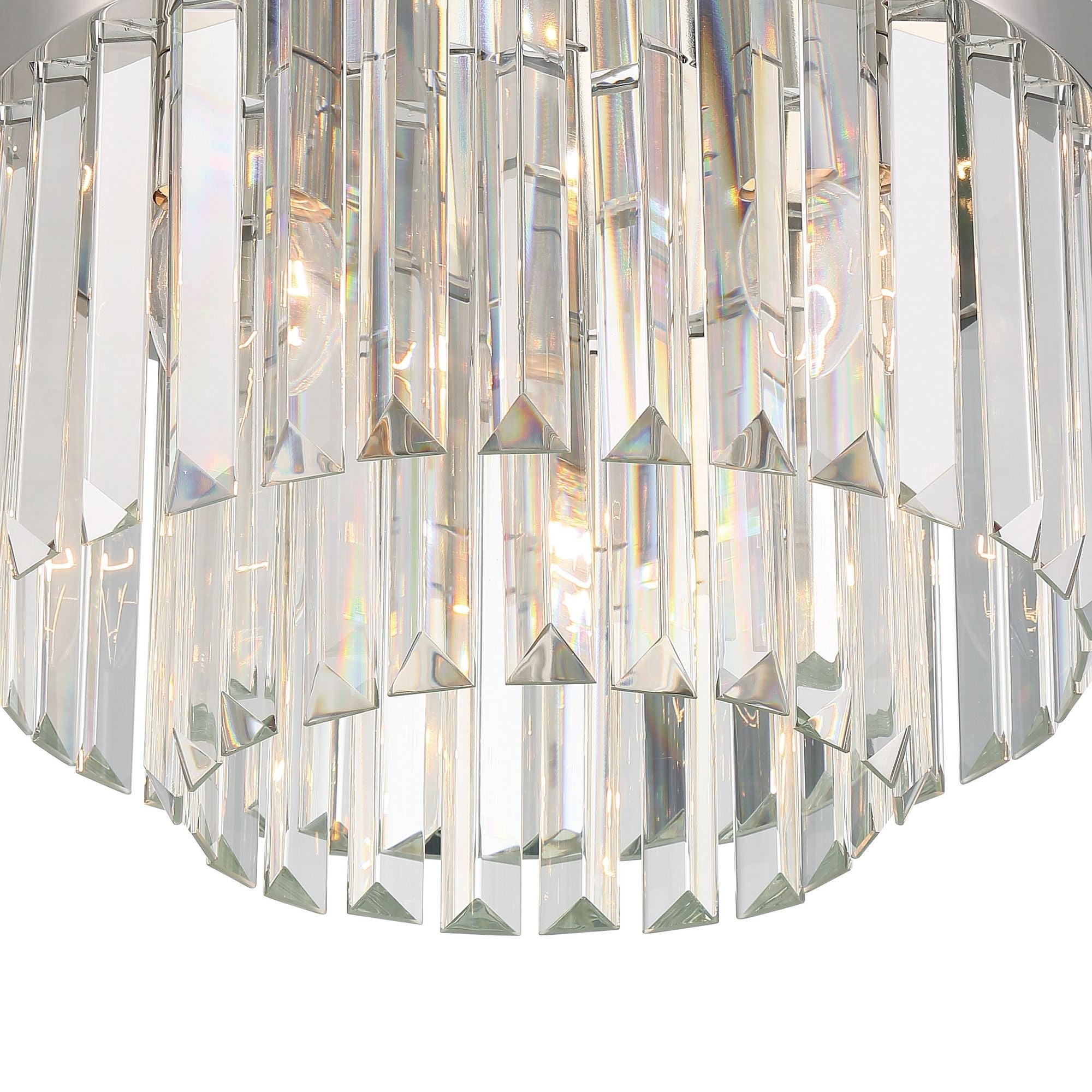 Hayes 4 Light Polished Nickel Flush Mount Faceted Crystal 16"W x 10.25"H x 16"D