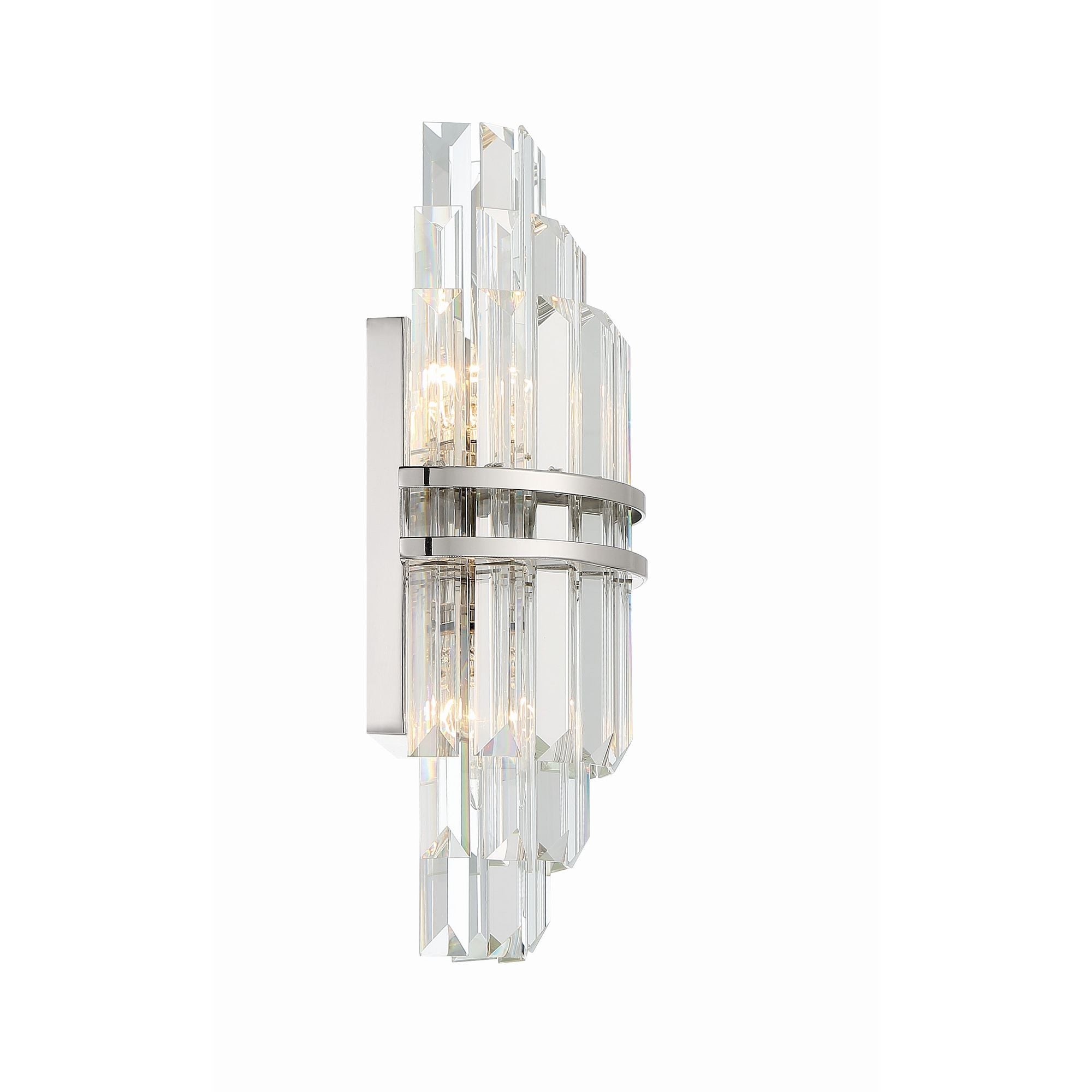Hayes 2 Light Polished Nickel Sconce Faceted Crystal 7.5"W x 14.25"H x 4.75"D