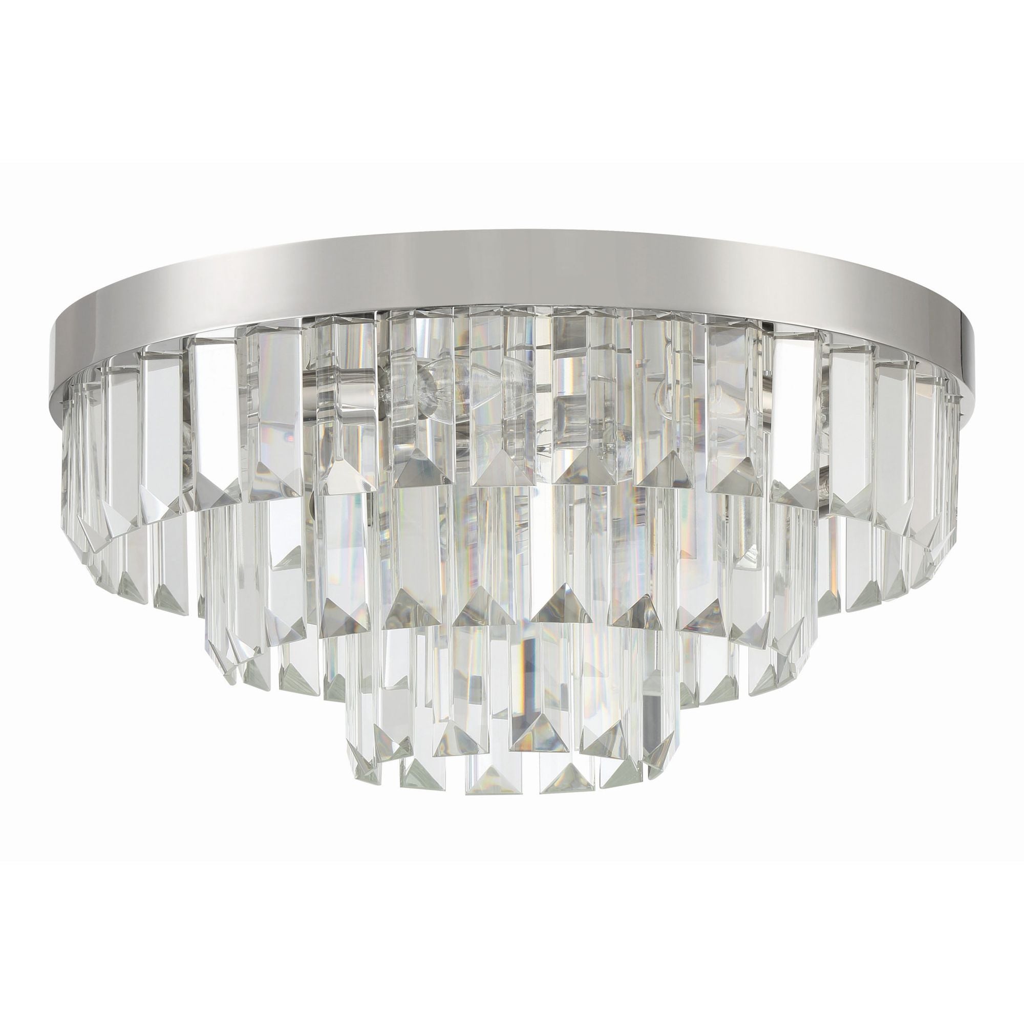 Hayes 8 Light Polished Nickel Flush Mount Faceted Crystal 18"W x 8"H x 18"D