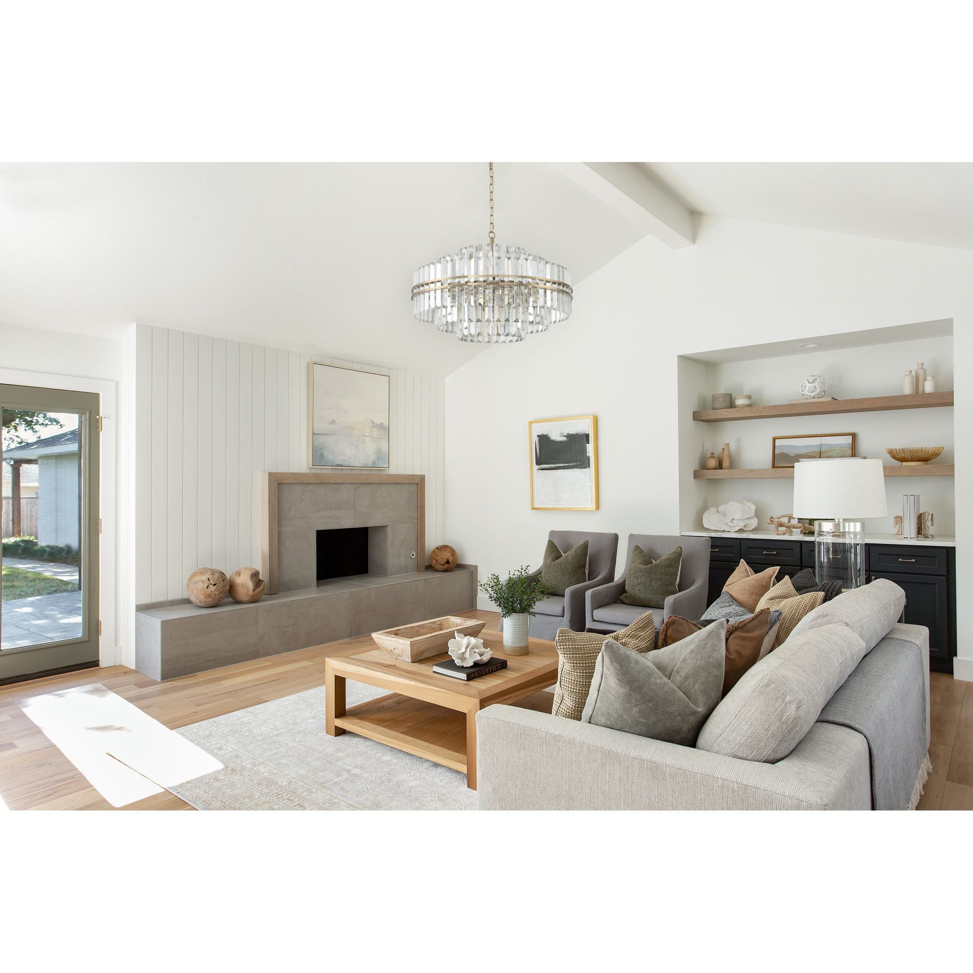 Hayes 16 Light Aged Brass Chandelier Faceted Crystal 28"W x 20.5"H x 28"D