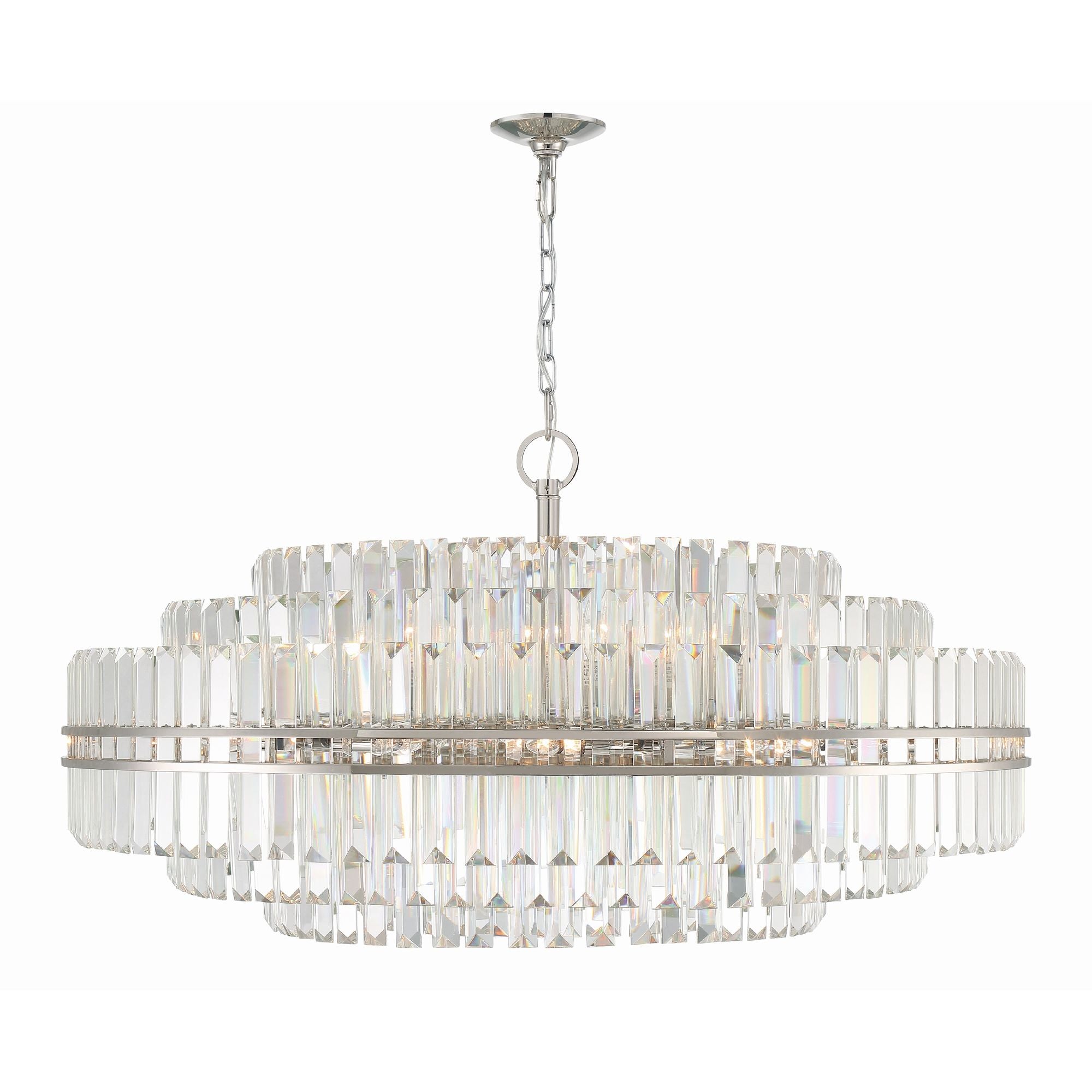 Hayes 32 Light Polished Nickel Chandelier Faceted Crystal 40.5"W x 21"H x 40.5"D