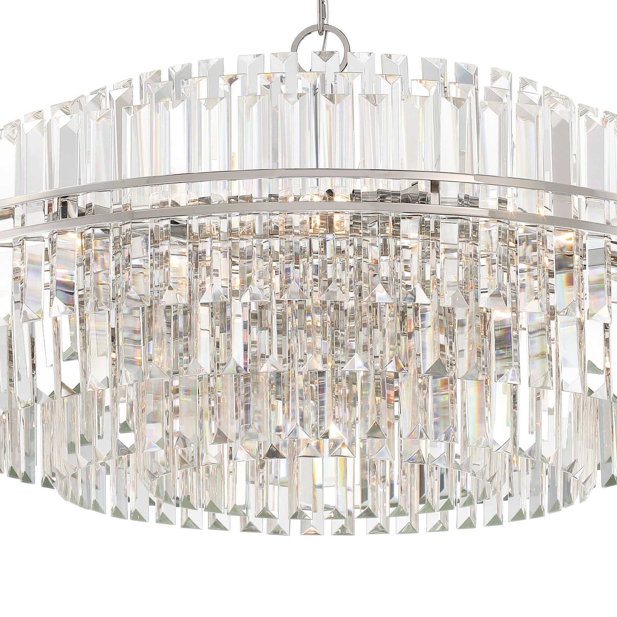 Hayes 32 Light Polished Nickel Chandelier Faceted Crystal 40.5"W x 21"H x 40.5"D