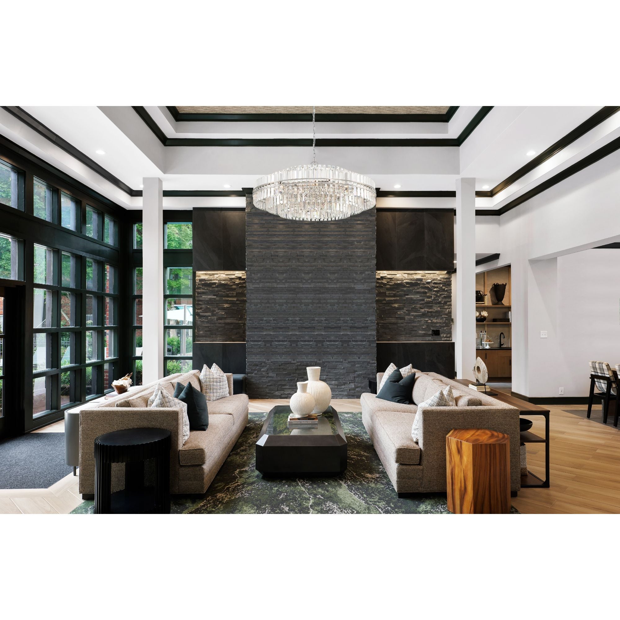 Hayes 32 Light Polished Nickel Chandelier Faceted Crystal 40.5"W x 21"H x 40.5"D