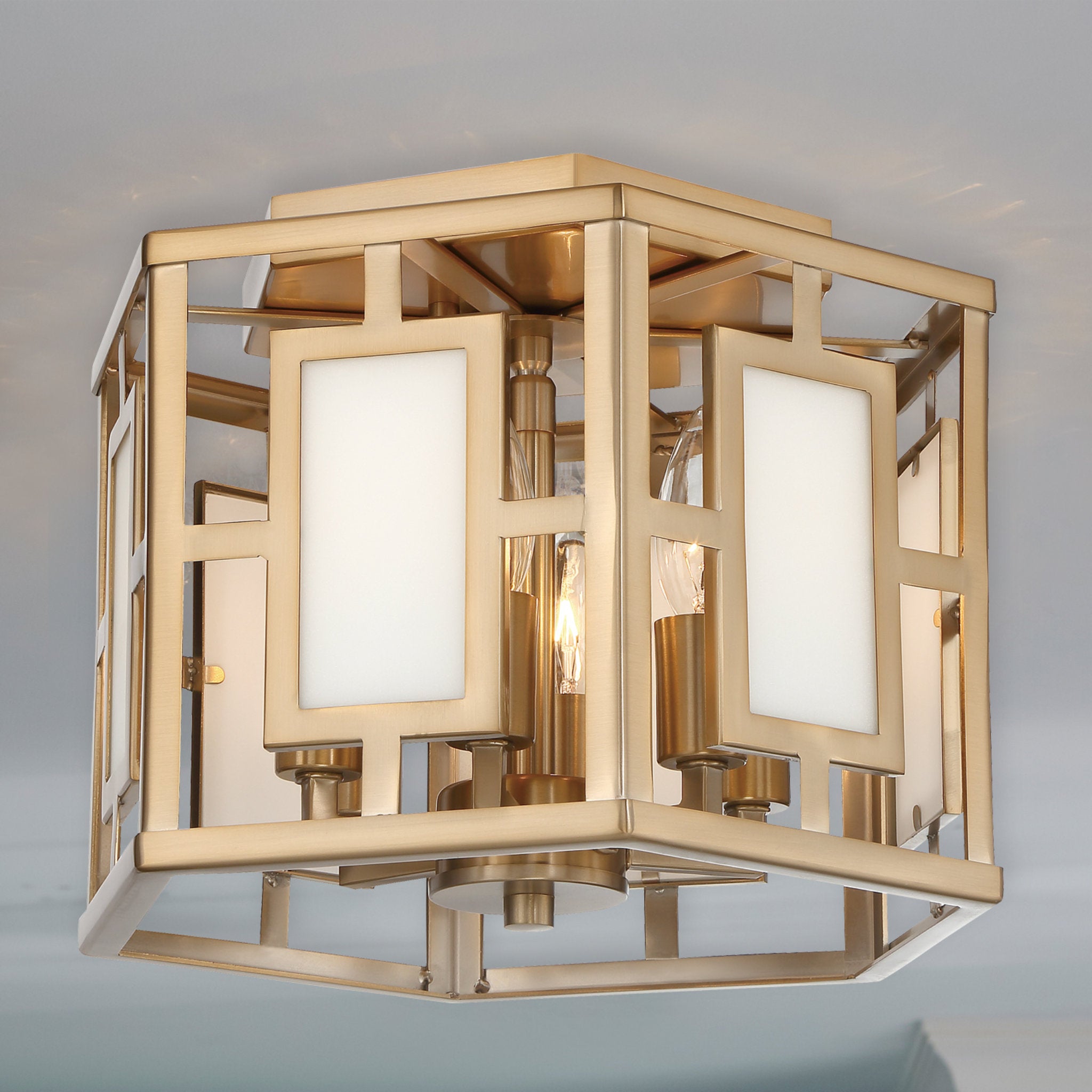 Libby Langdon Hillcrest 12'' Vibrant Gold Semi Flush Mount Gold 12"W x 9"H x 12"D