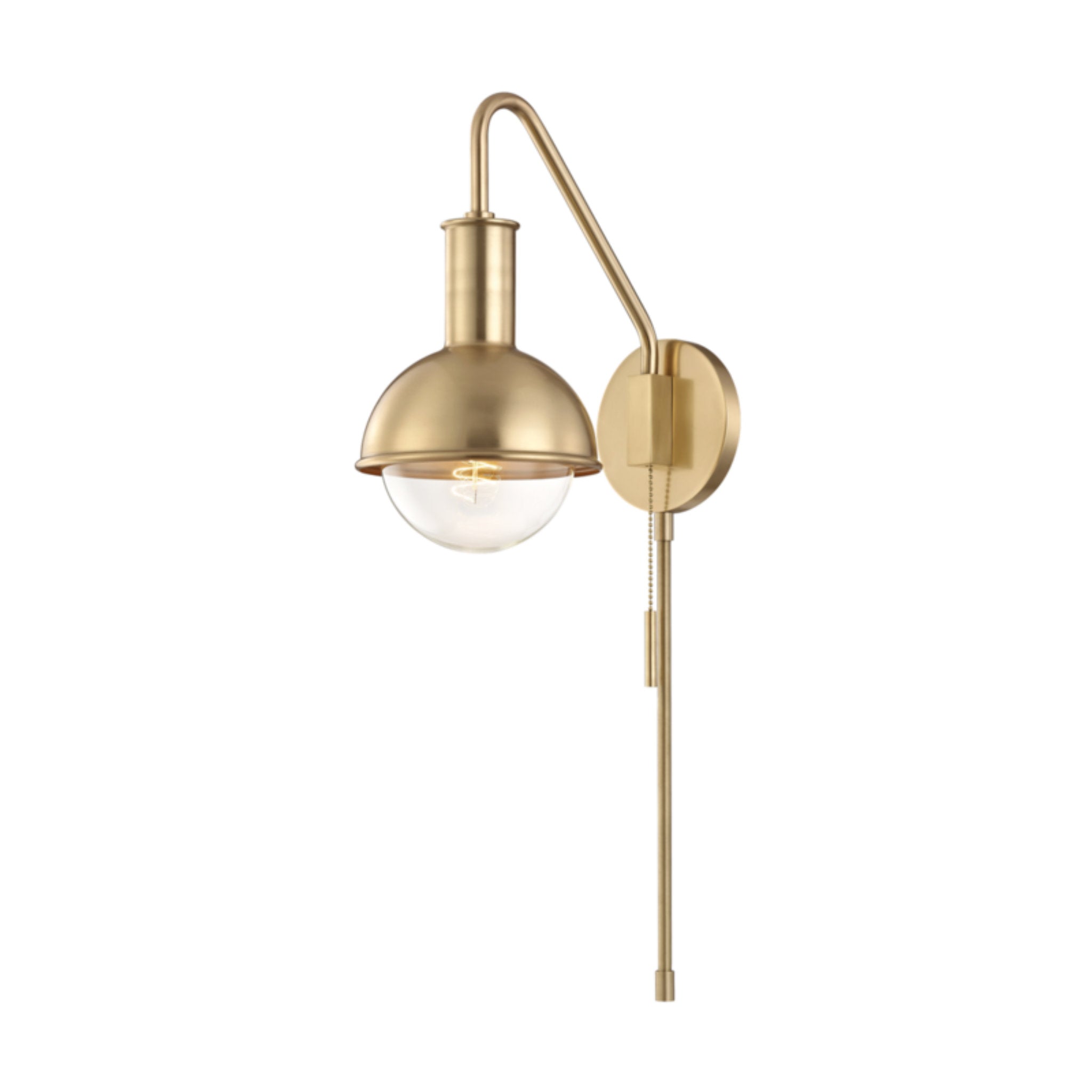 Riley 1-Light Plug-in Sconce in Aged Brass 6L x 6.25W x 24H