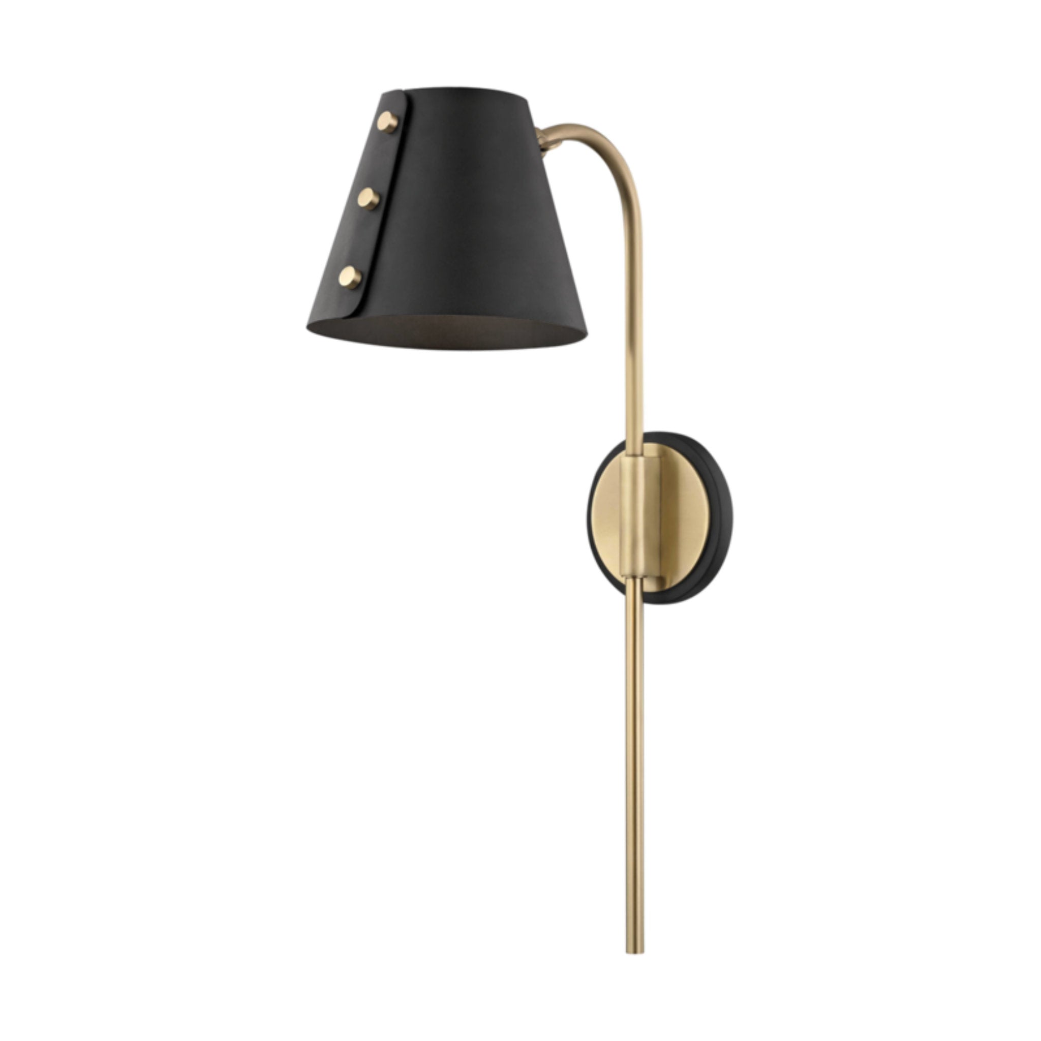 Meta 1-Light Plug-in Sconce in Aged Brass/Black 5L x 6.75W x 22H
