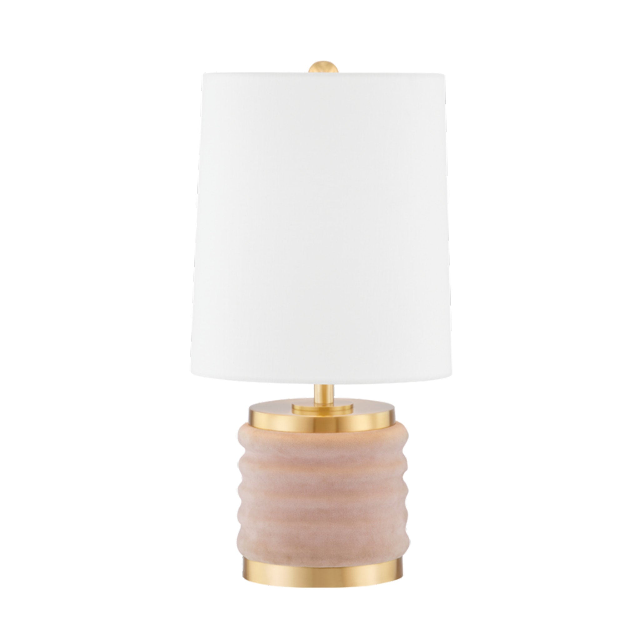 Bethany 1-Light Table Lamp in Aged Brass/Blush Combo 20.5L x 8W x 16H
