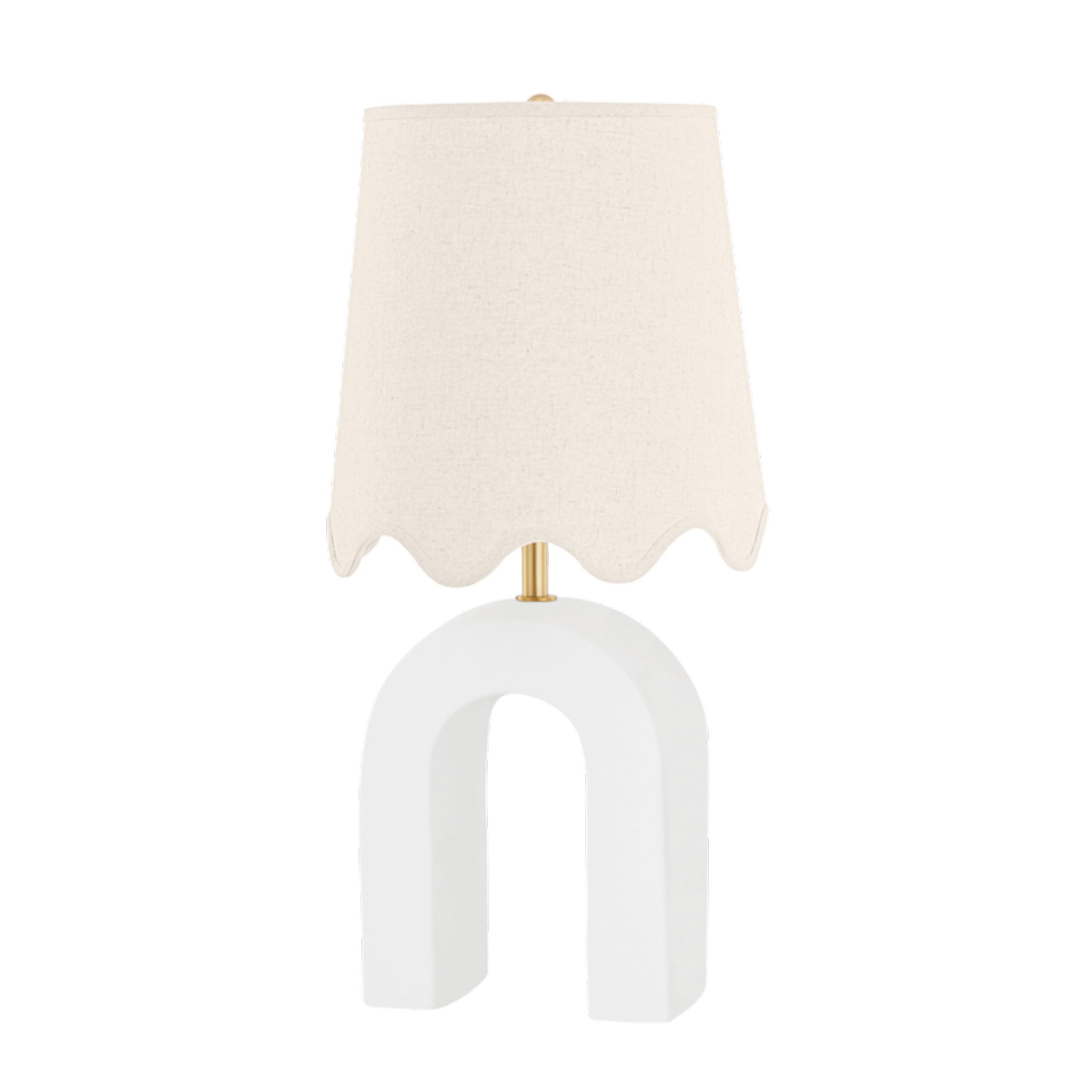 Roshani 1-Light Table Lamp in Aged Brass/Ceramic Raw Matte White by DABITO 6.75L x 12W x 24H