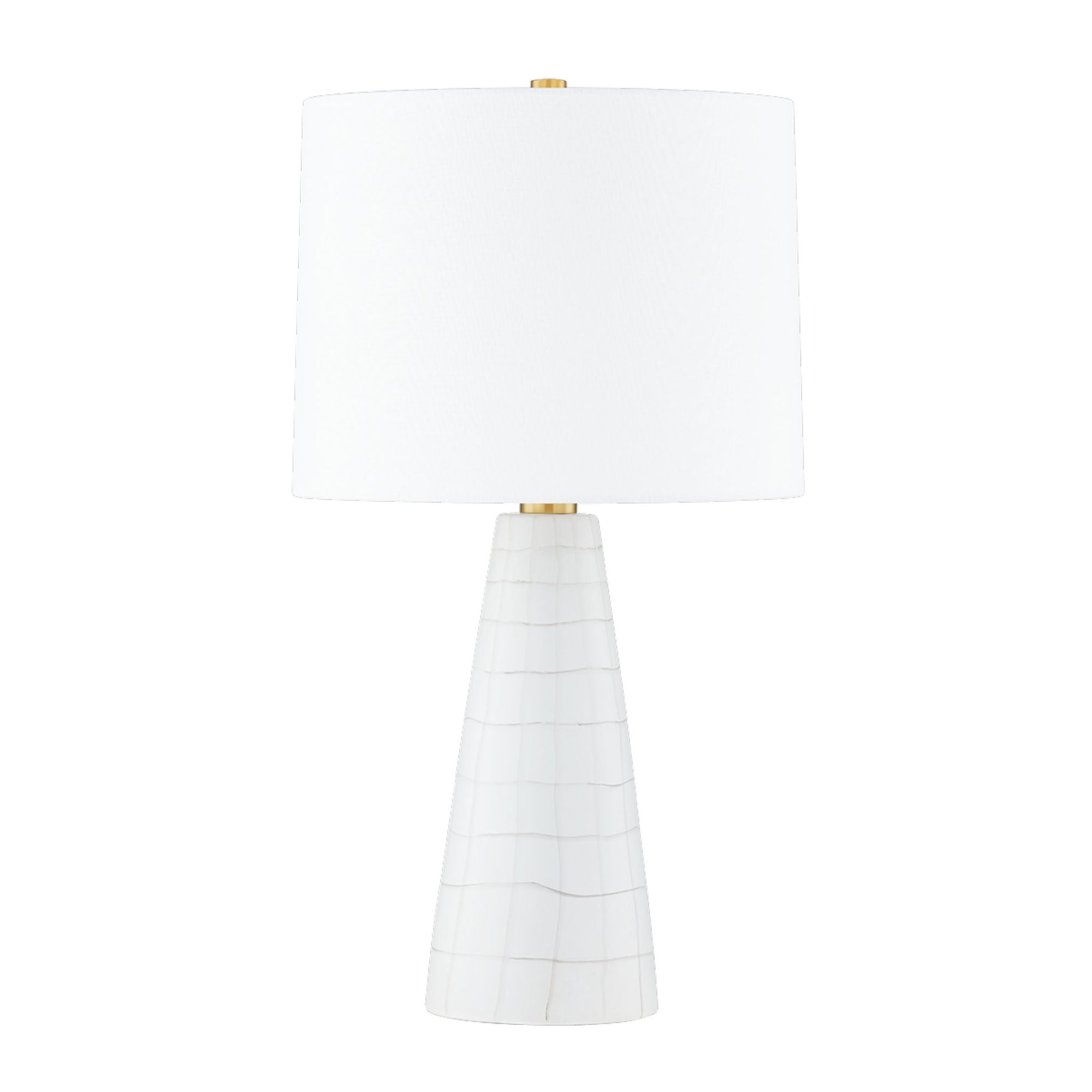 MELINDA 1-Light Table Lamp in Aged Brass/Ceramic Satin White 5.25L x 13.75W x 25.75H