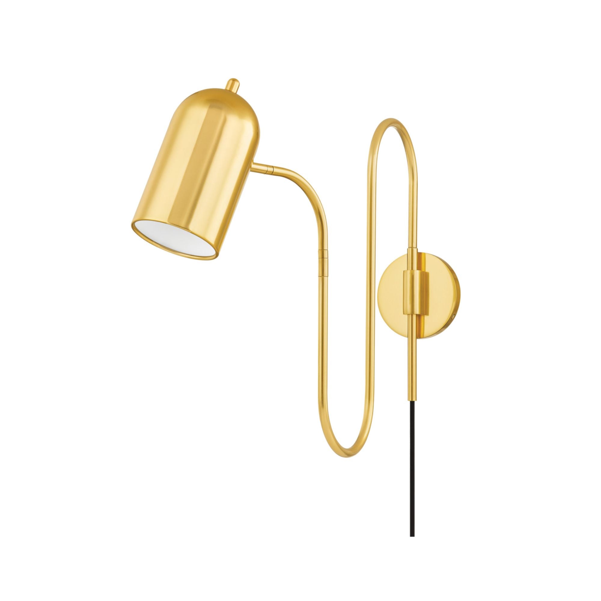 ROMEE 1-Light Plug-in Sconce in Aged Brass by The Lifestyled Co 4.75L x 4.75W x 18H