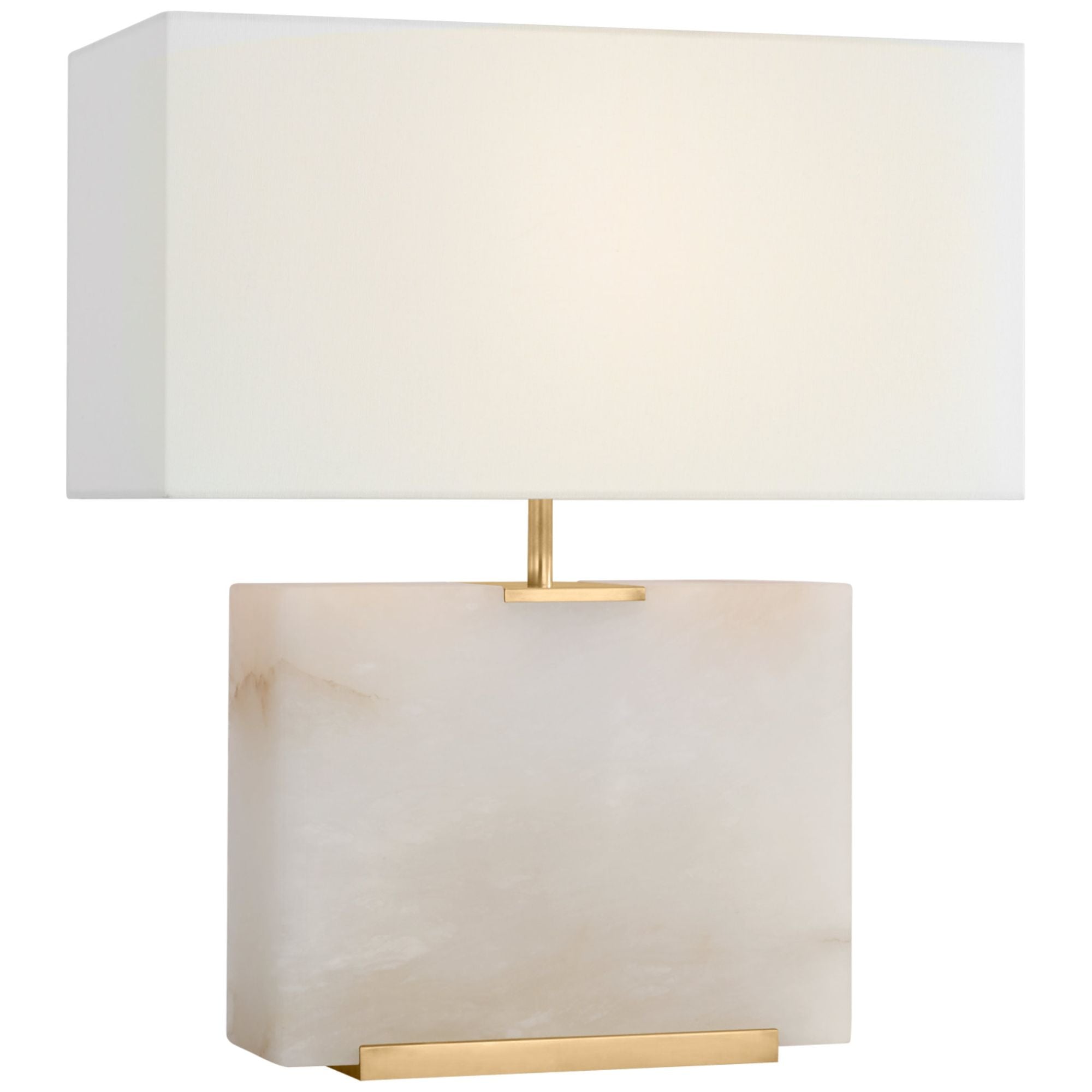 Ian K. Fowler Matero Medium Table Lamp in Alabaster with Linen Shade W19.25" x H22"