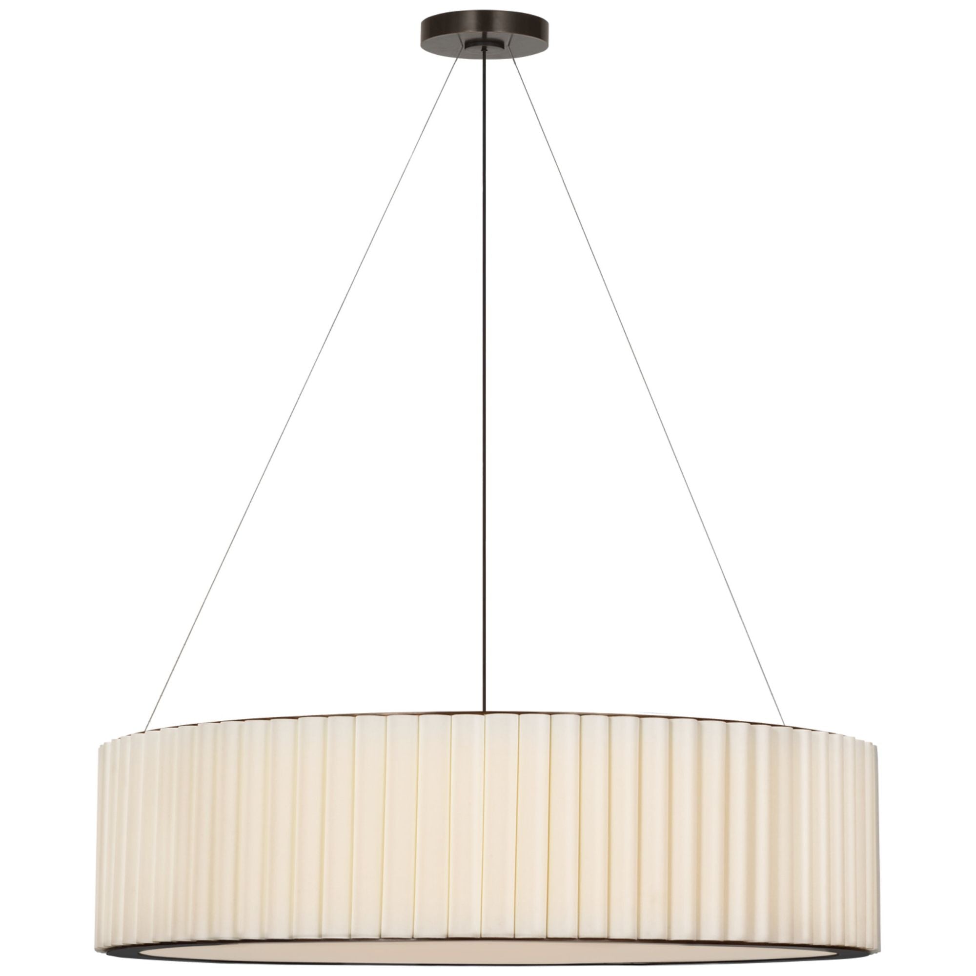 Ian K. Fowler Palati Extra Large Hanging Shade in Bronze with Linen Shade Ceiling Light W38"