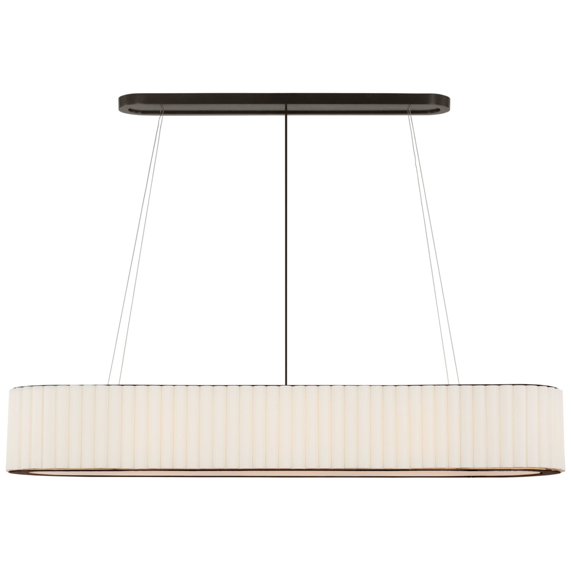 Ian K. Fowler Palati Large Linear Chandelier in Bronze with Linen Shade Ceiling Light W54" X 12.25"