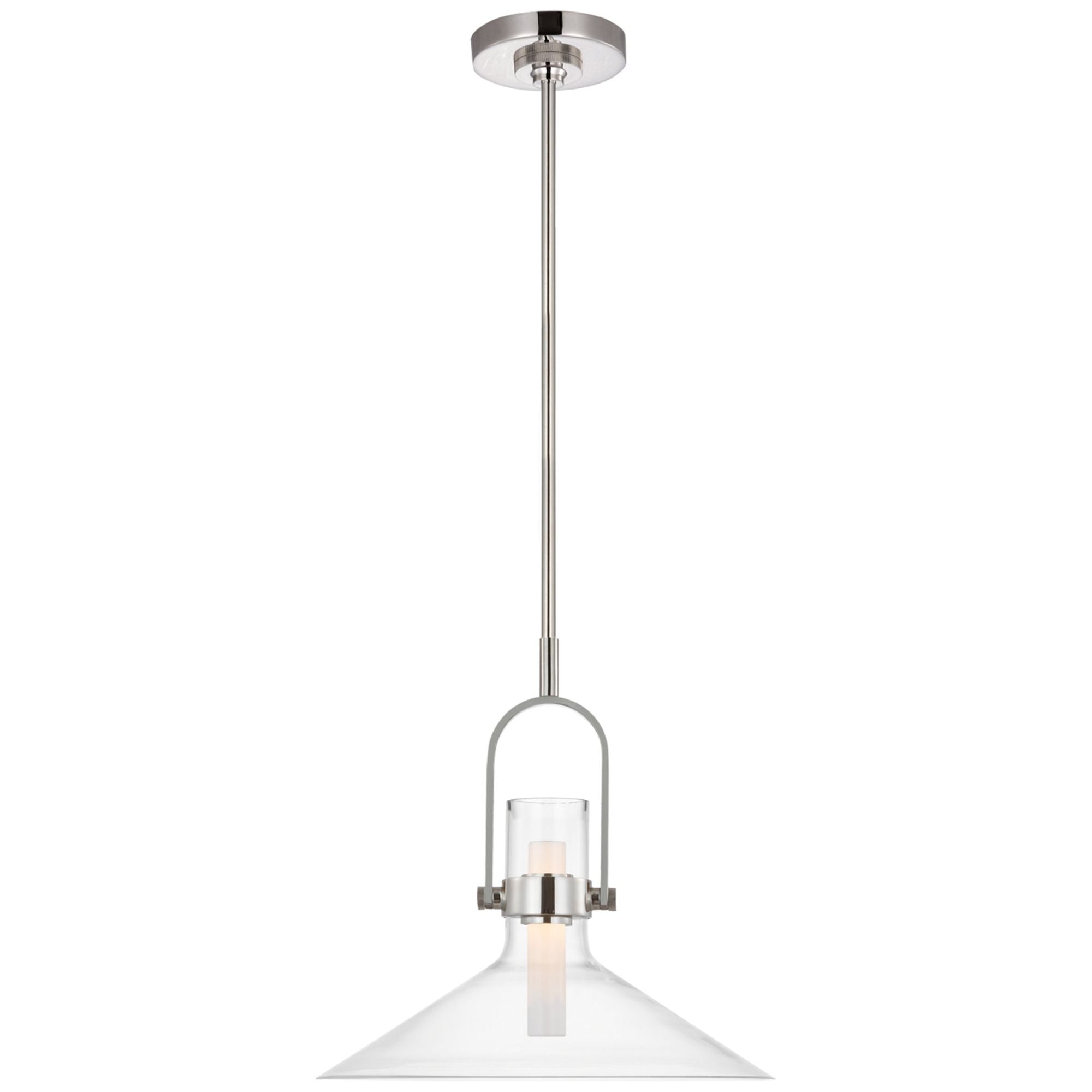 Ian K. Fowler Larkin 14" Empire Pendant in Polished Nickel with Clear Glass Ceiling Light W14"