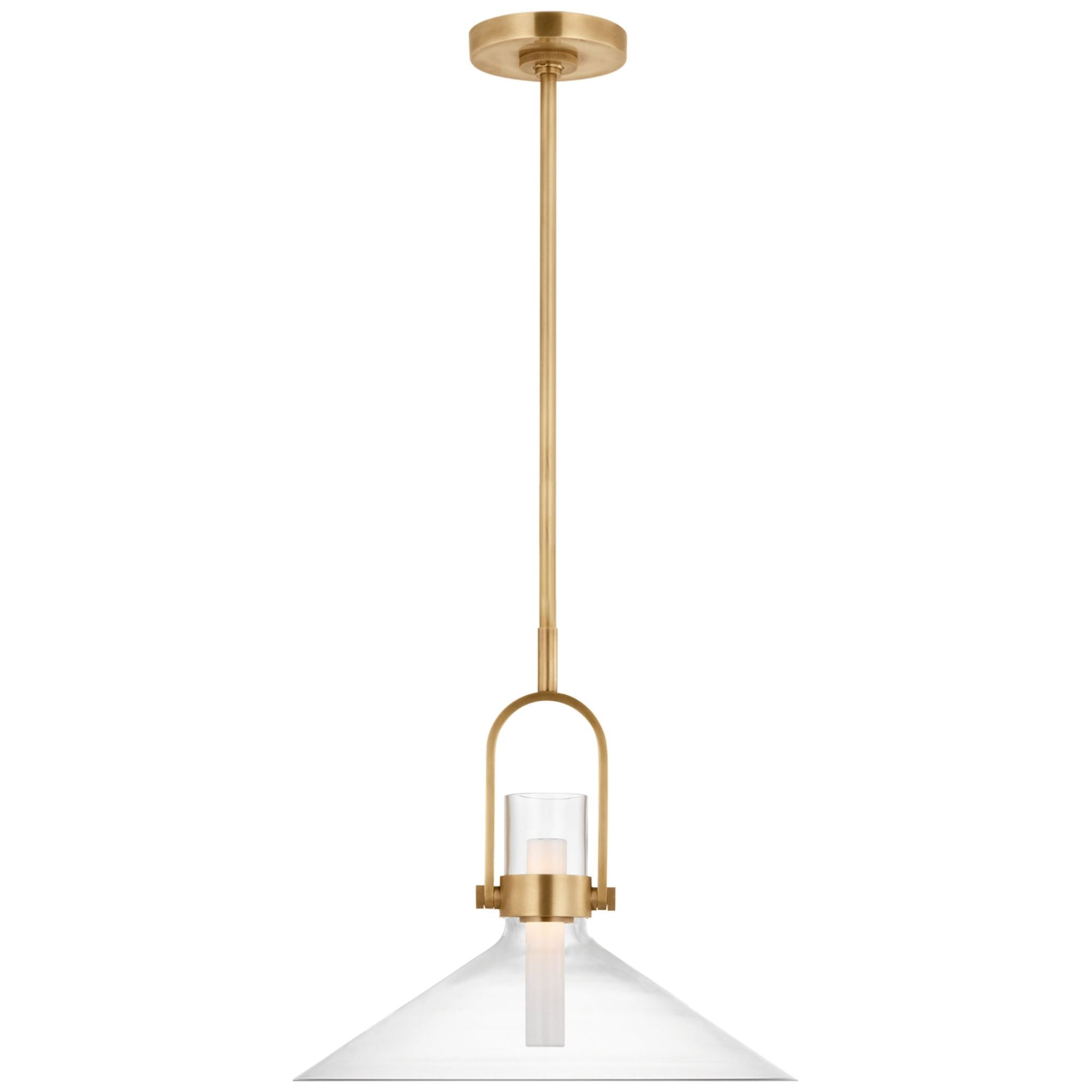 Ian K. Fowler Larkin 18" Empire Pendant in Hand-Rubbed Antique Brass with Clear Glass Ceiling Light W18.5"