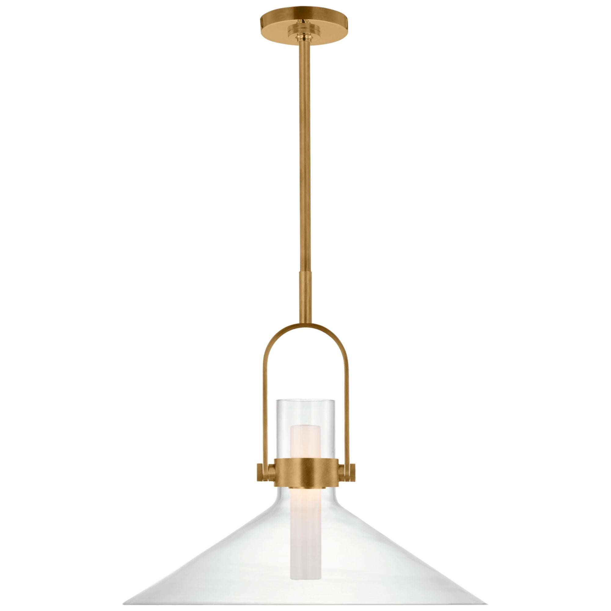 Ian K. Fowler Larkin 24" Empire Pendant in Hand-Rubbed Antique Brass with Clear Glass Ceiling Light W24"