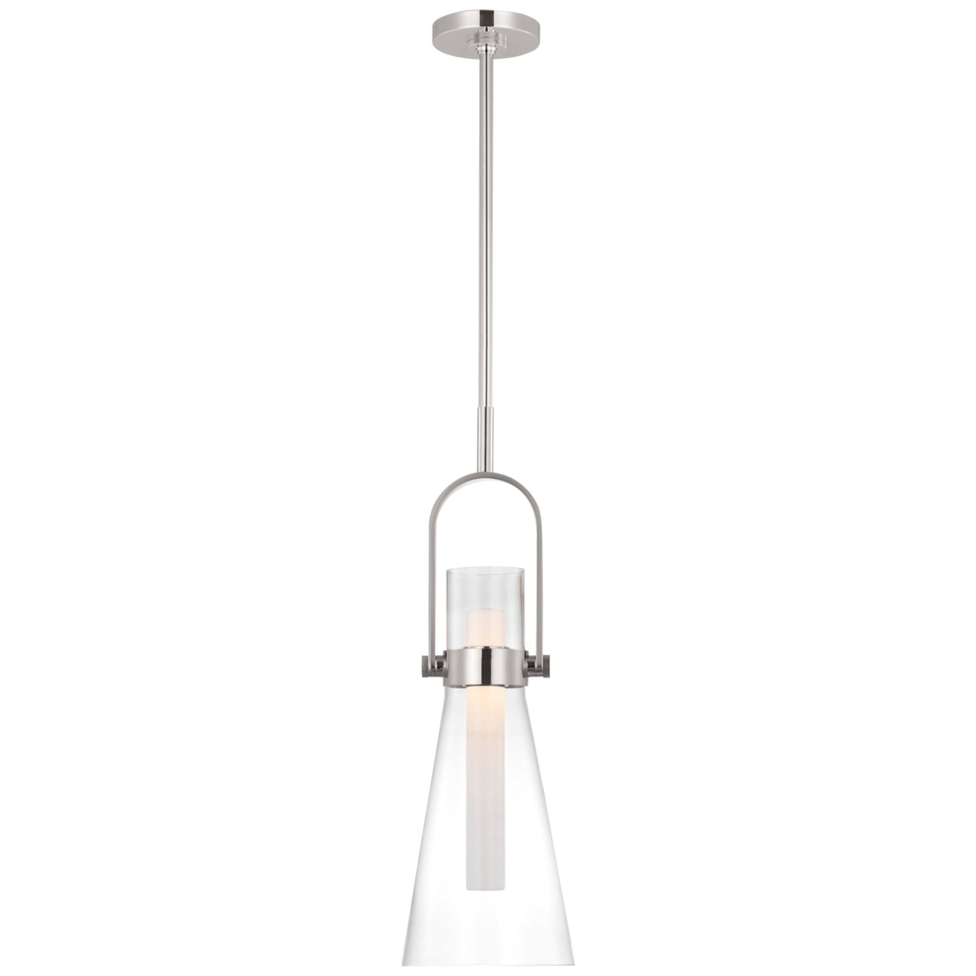 Ian K. Fowler Larkin 9" Conical Pendant in Polished Nickel with Clear Glass Ceiling Light W9.25"